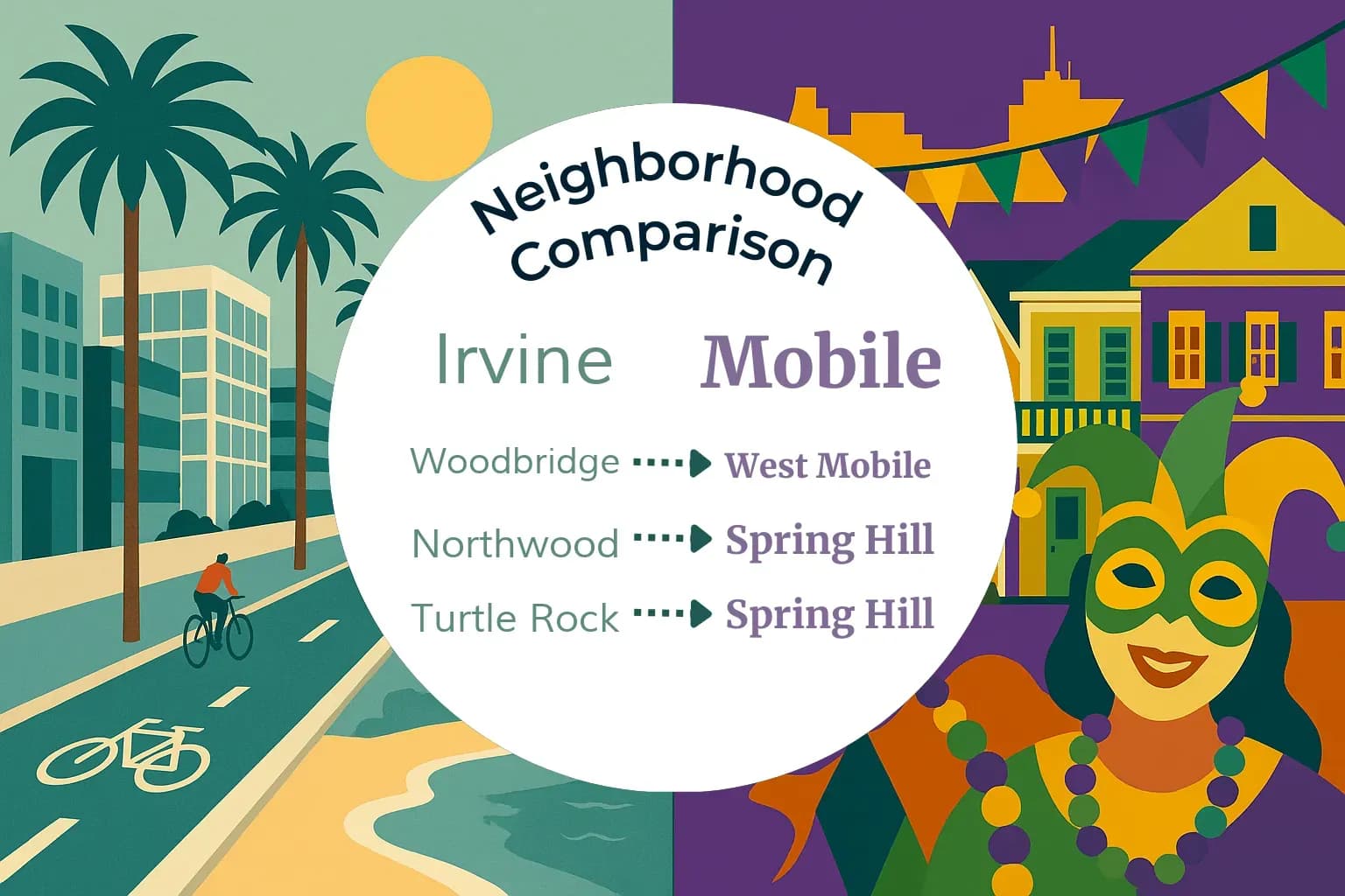 Irvine vs Mobile Neighborhood Comparison
