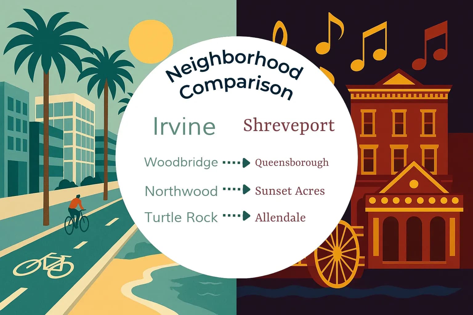 Irvine vs Shreveport Neighborhood Comparison