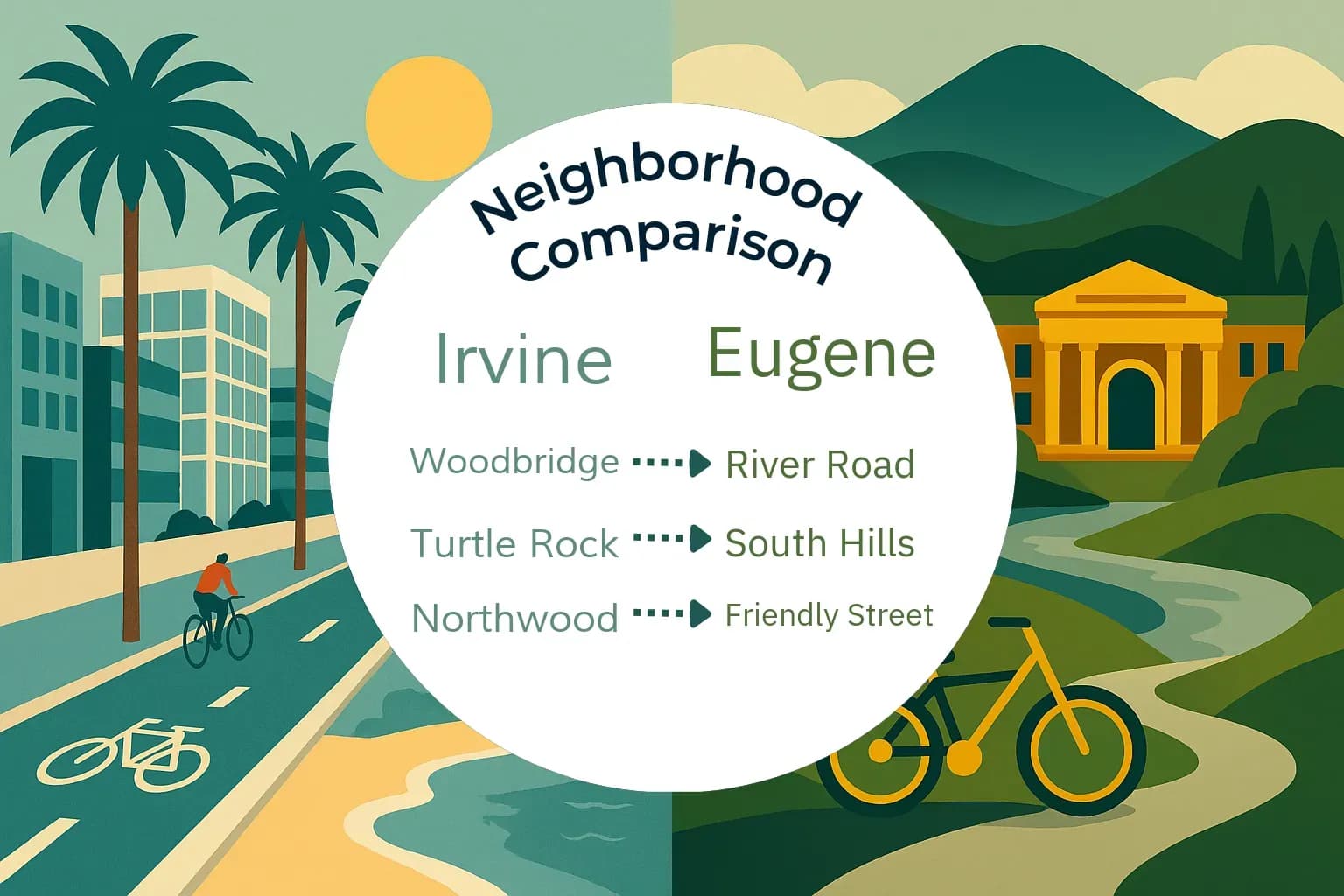 Irvine vs Eugene Neighborhood Comparison