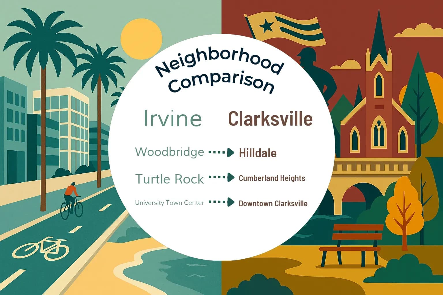 Irvine vs Clarksville Neighborhood Comparison