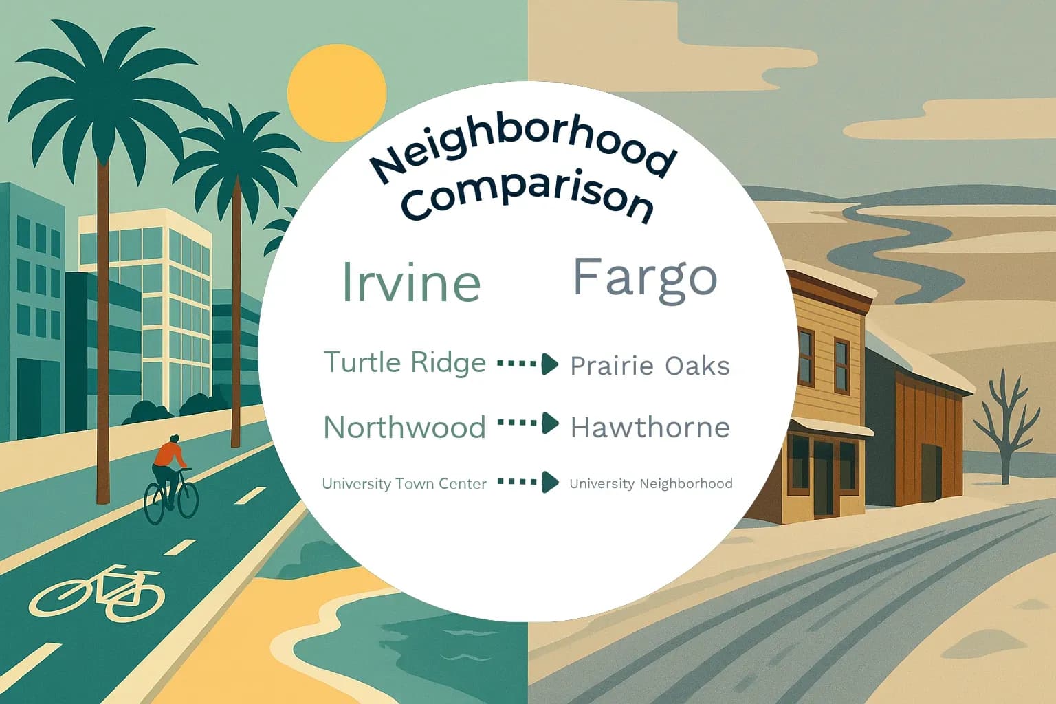 Irvine vs Fargo Neighborhood Comparison