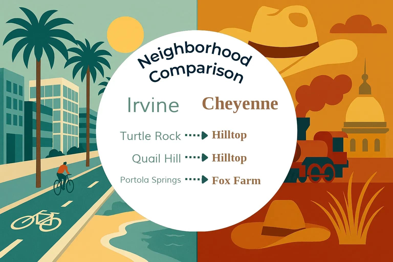 Irvine vs Cheyenne Neighborhood Comparison