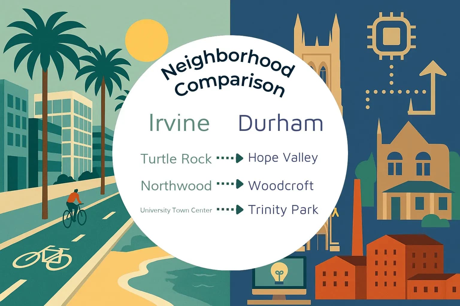 Irvine vs Durham Neighborhood Comparison