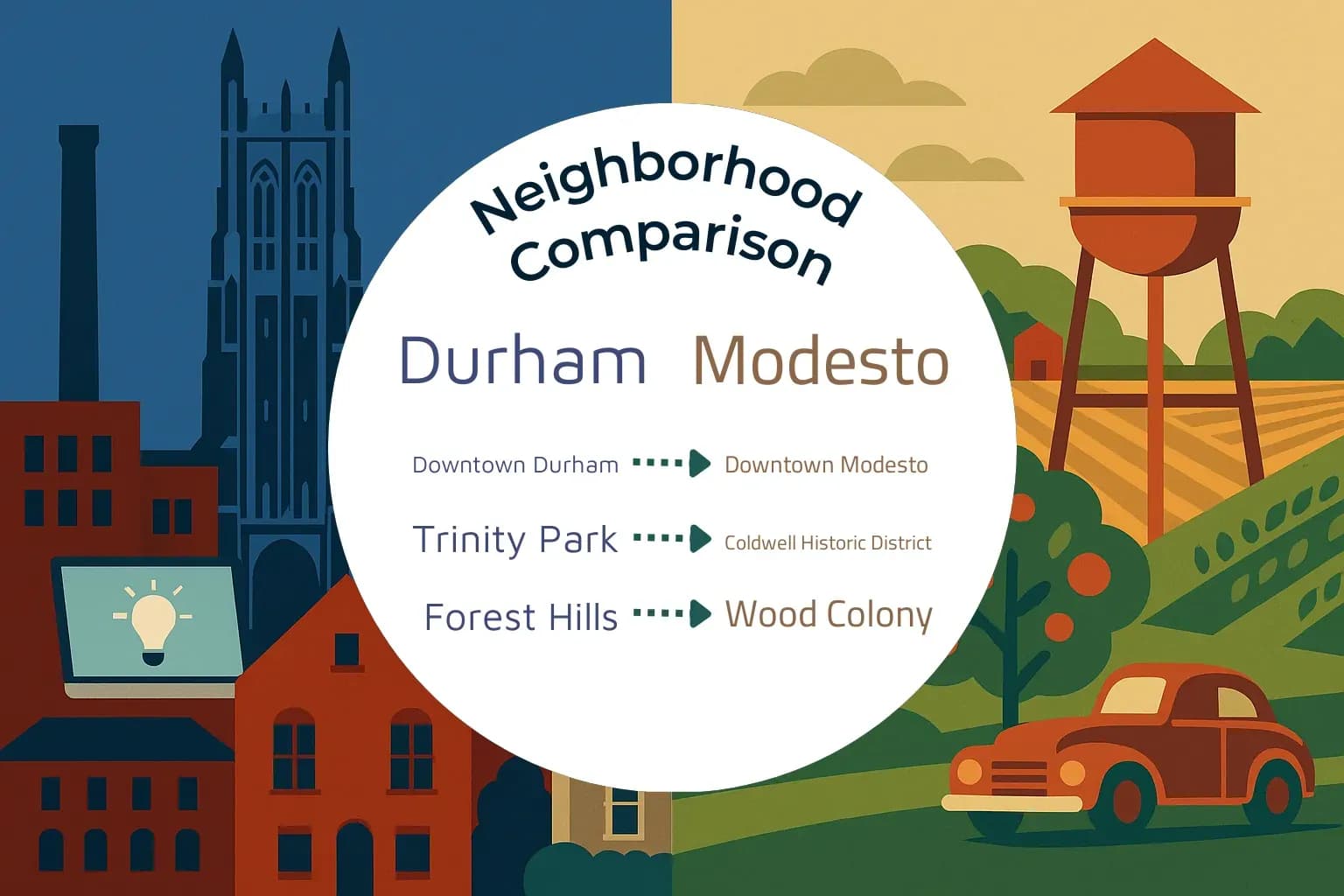 Durham vs Modesto Neighborhood Comparison