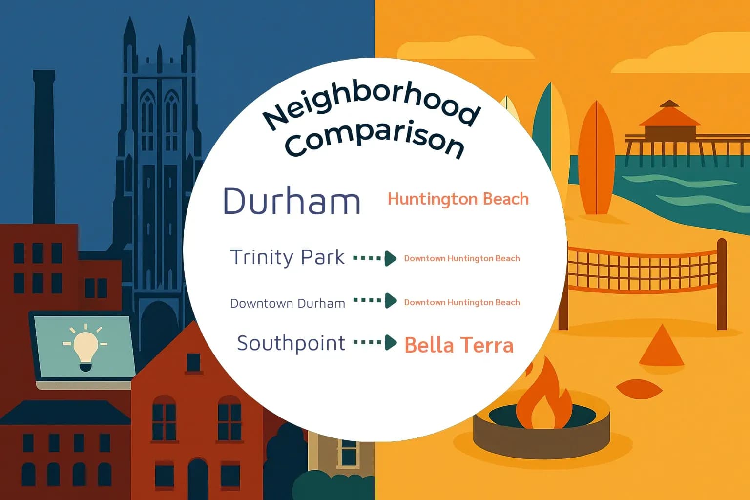 Durham vs Huntington Beach Neighborhood Comparison