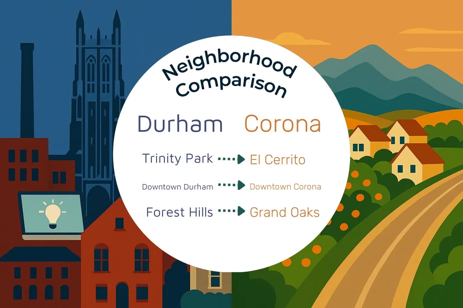 Durham vs Corona Neighborhood Comparison