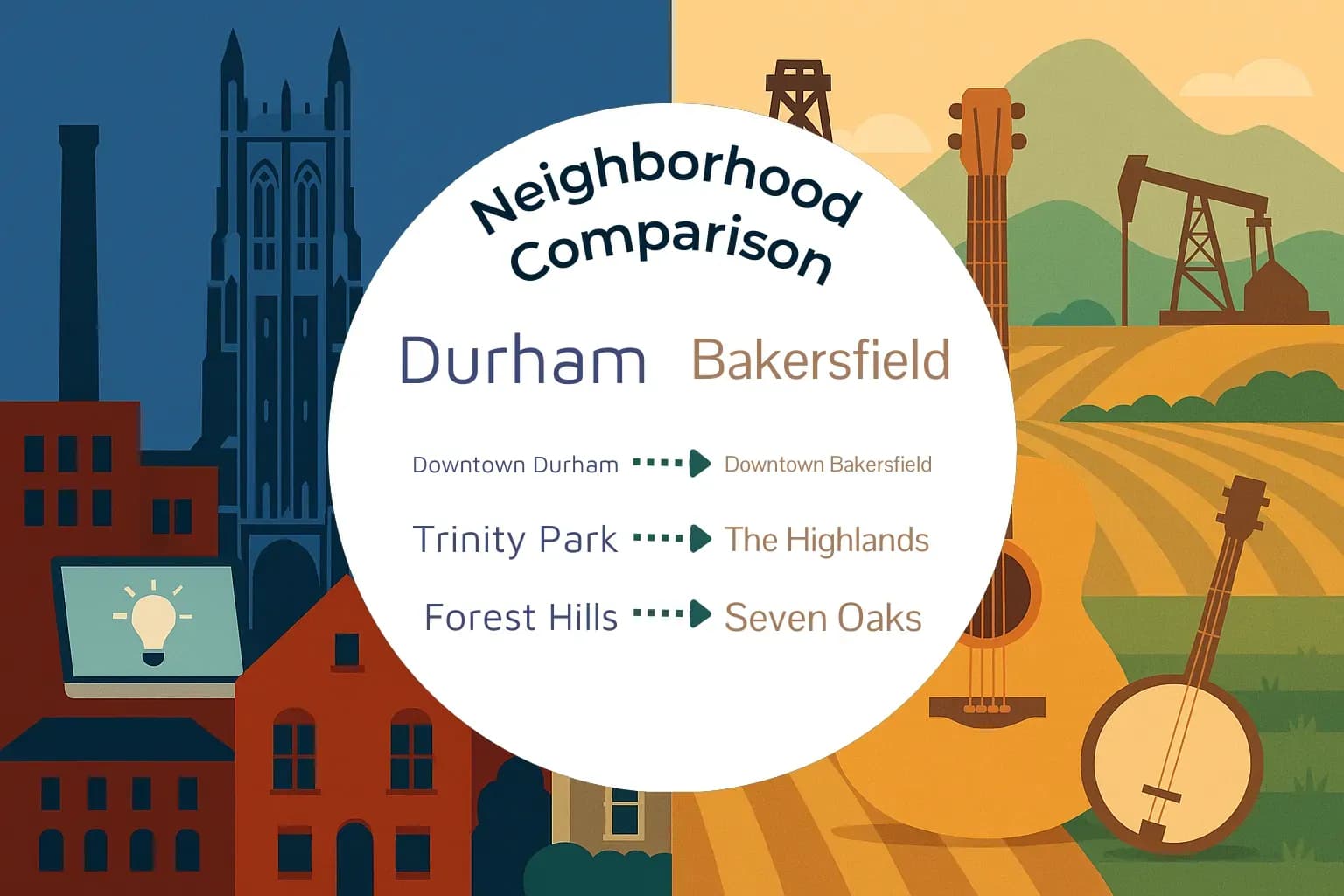 Durham vs Bakersfield Neighborhood Comparison