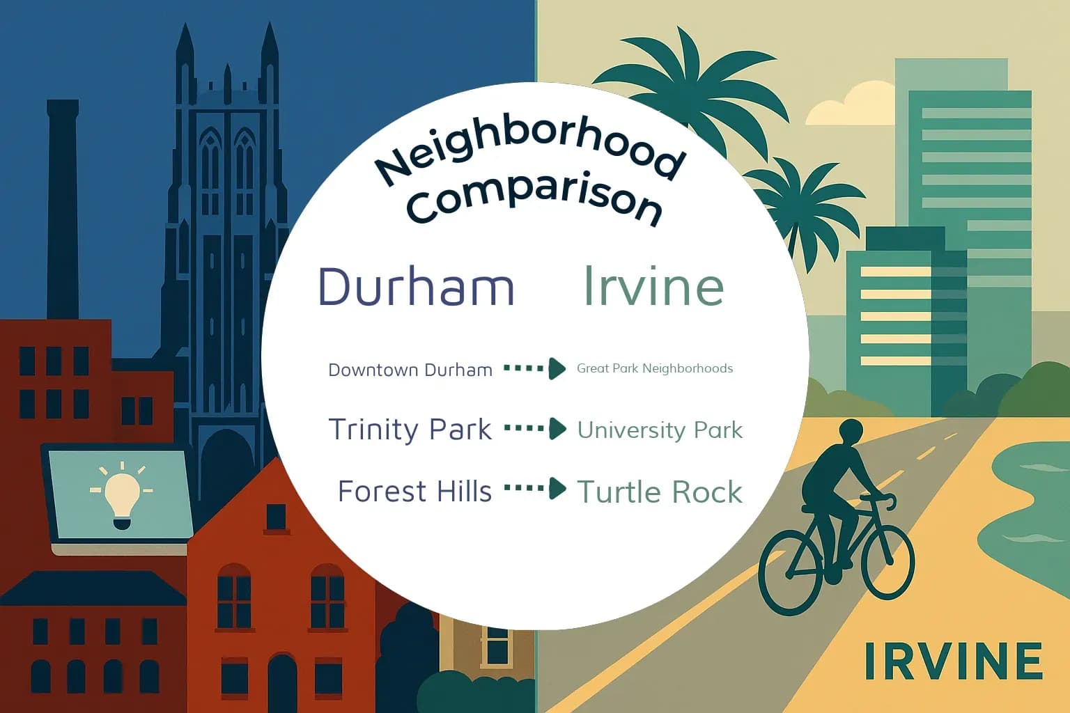 Durham vs Irvine Neighborhood Comparison