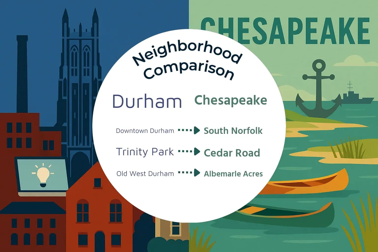Durham vs Chesapeake Neighborhood Comparison