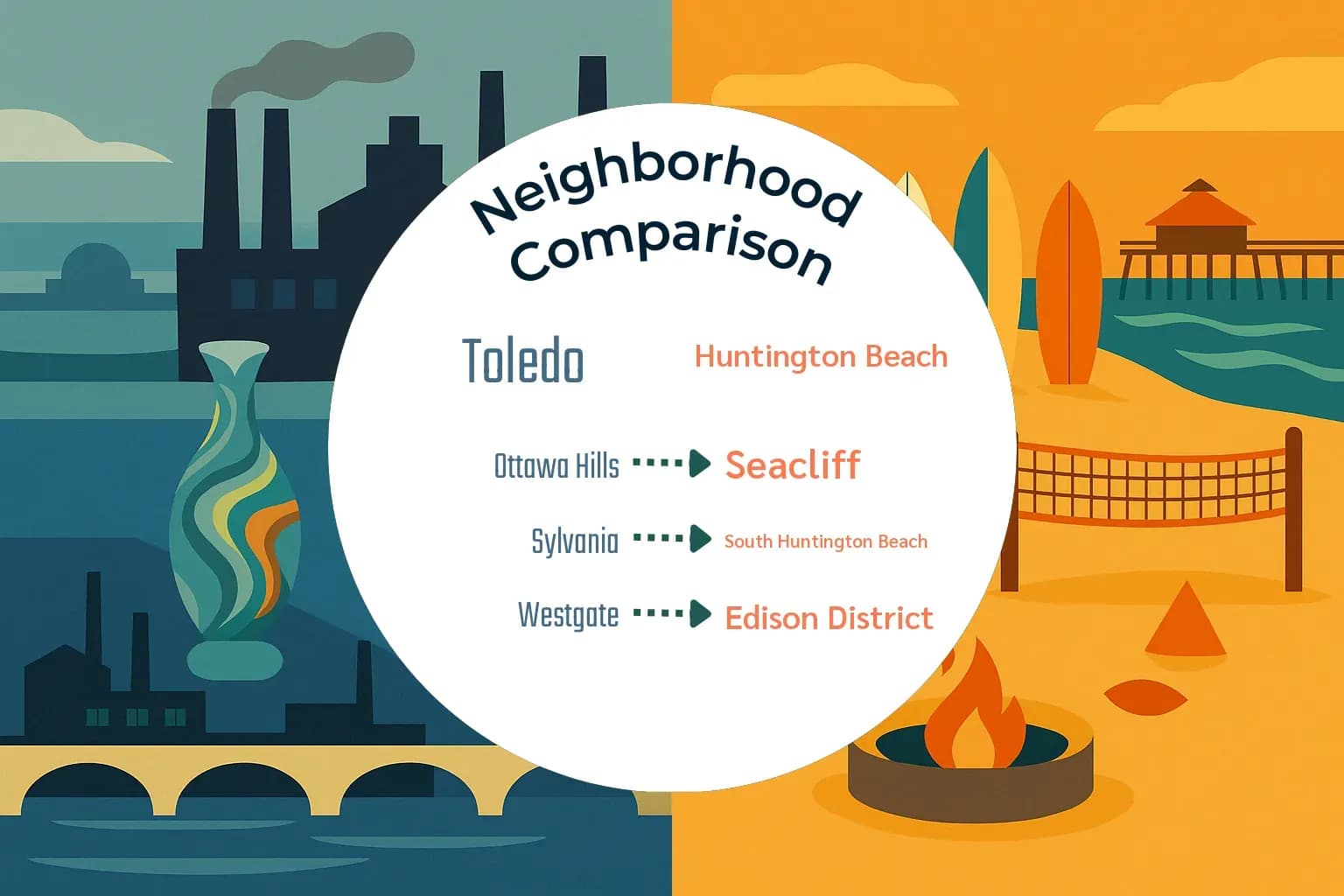 Toledo vs Huntington Beach Neighborhood Comparison