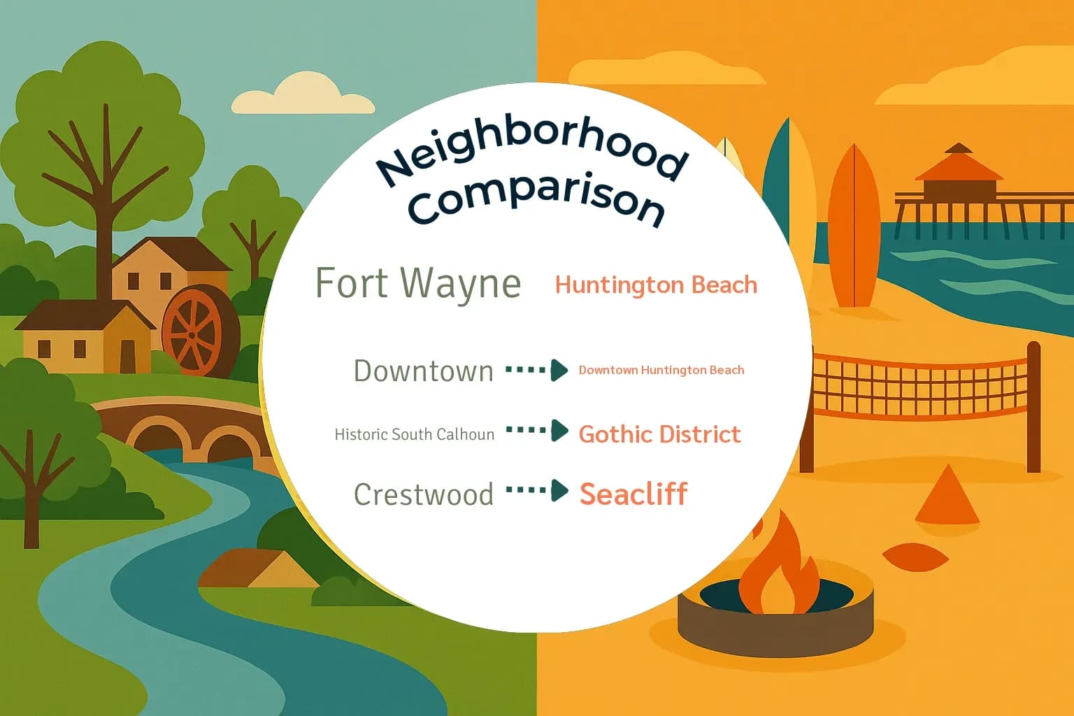 Fort Wayne vs Huntington Beach Neighborhood Comparison