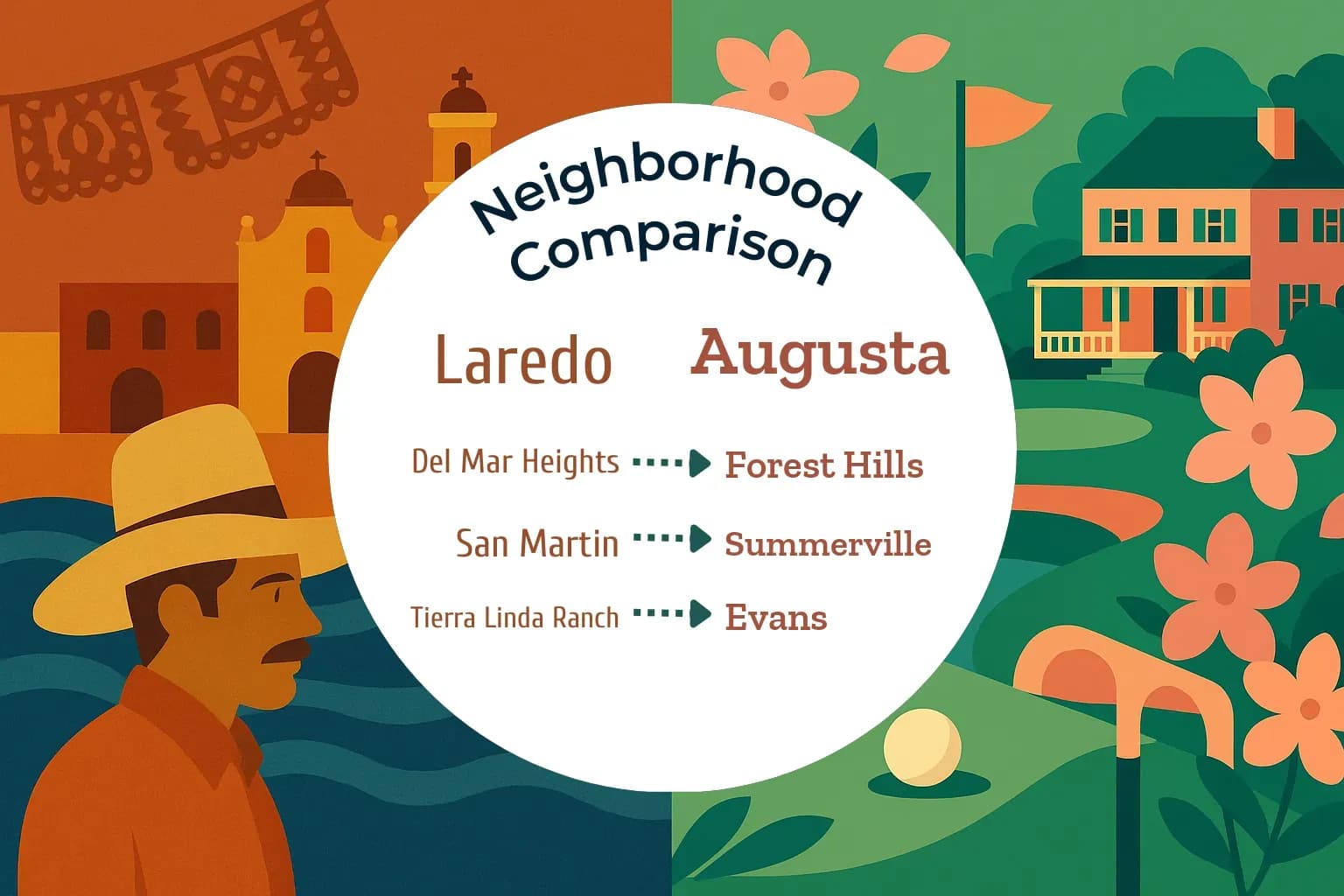 Laredo vs Augusta Neighborhood Comparison