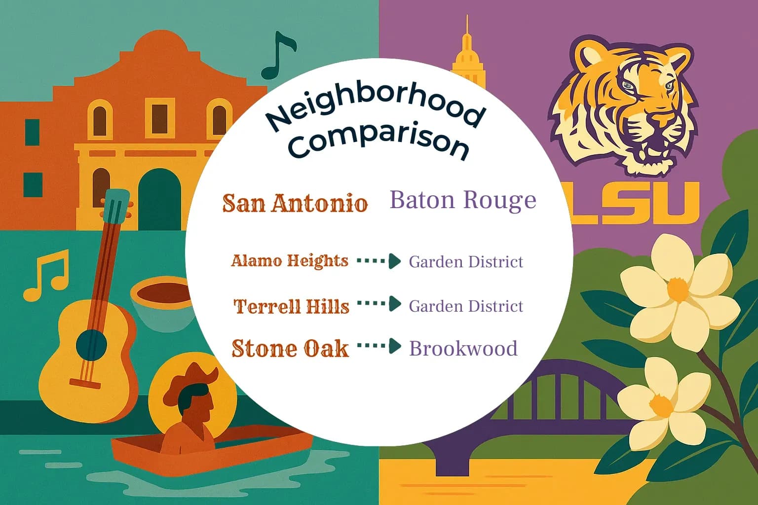 San Antonio vs Baton Rouge Neighborhood Comparison