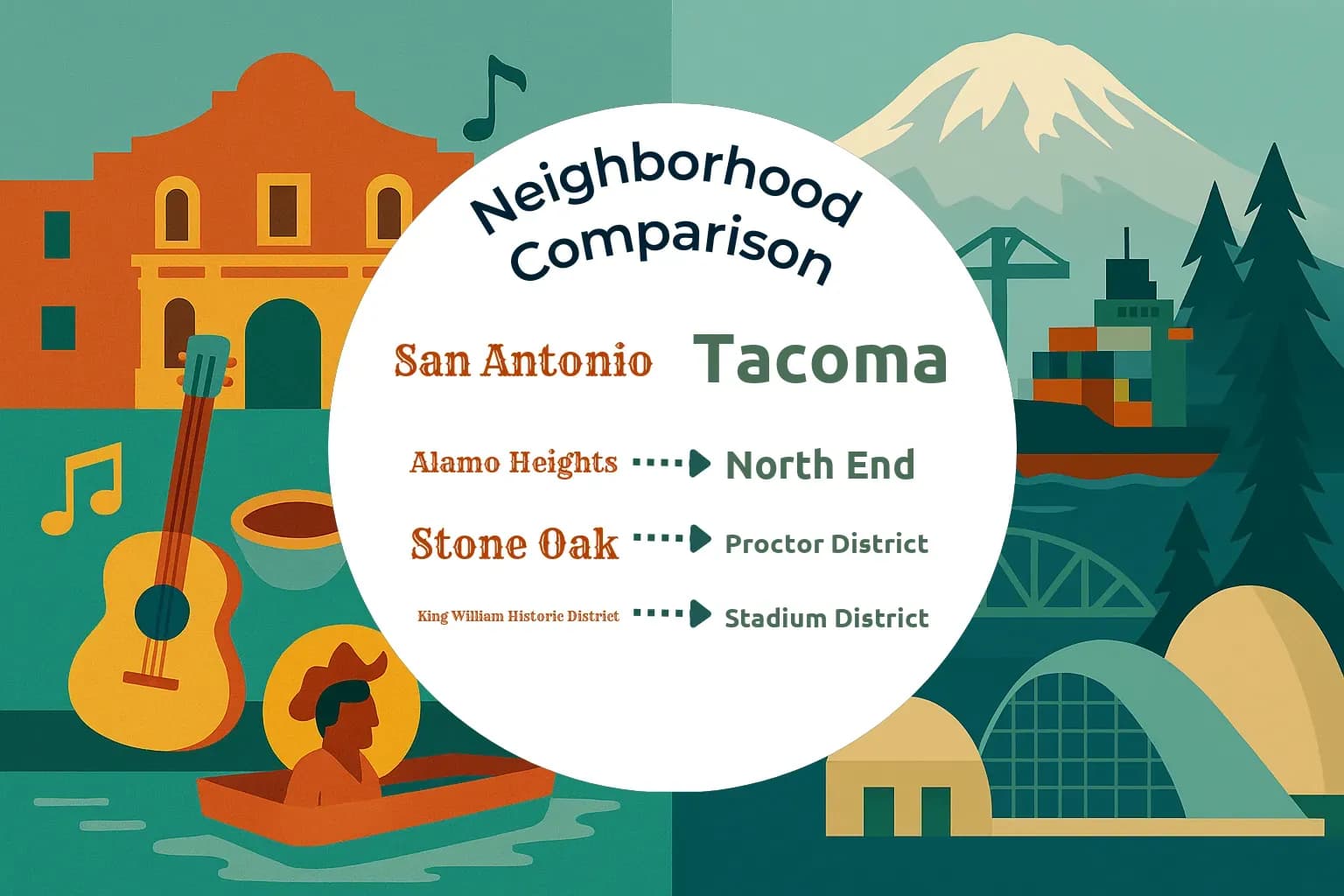 San Antonio vs Tacoma Neighborhood Comparison