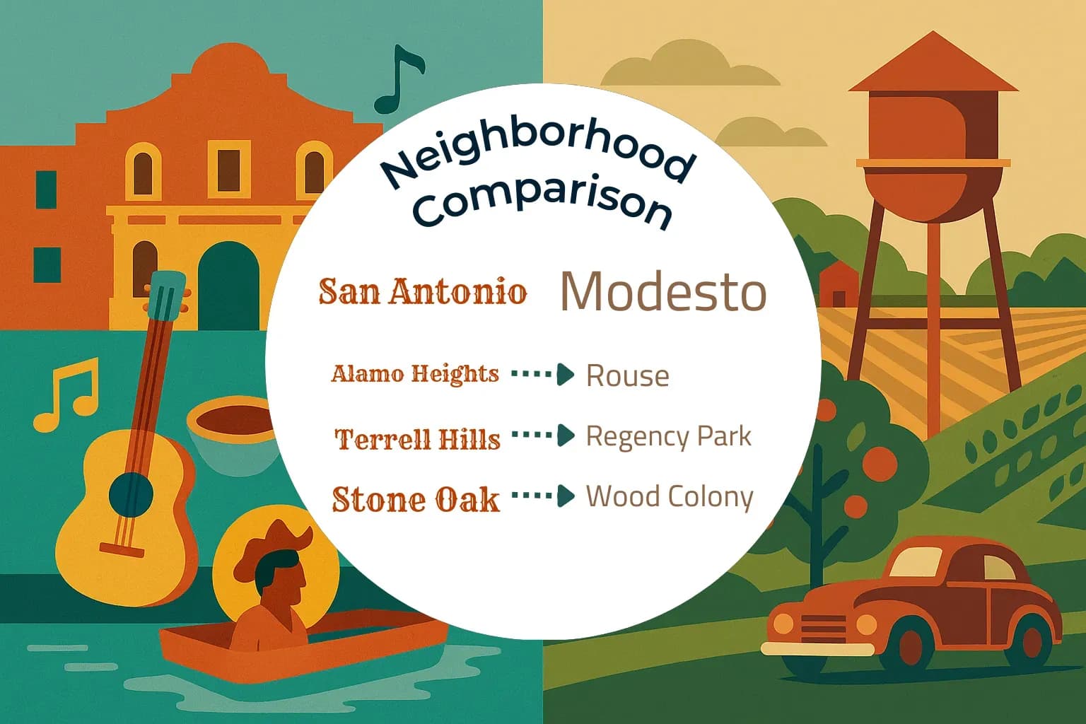 San Antonio vs Modesto Neighborhood Comparison