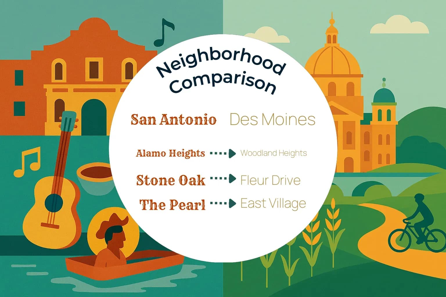 San Antonio vs Des Moines Neighborhood Comparison