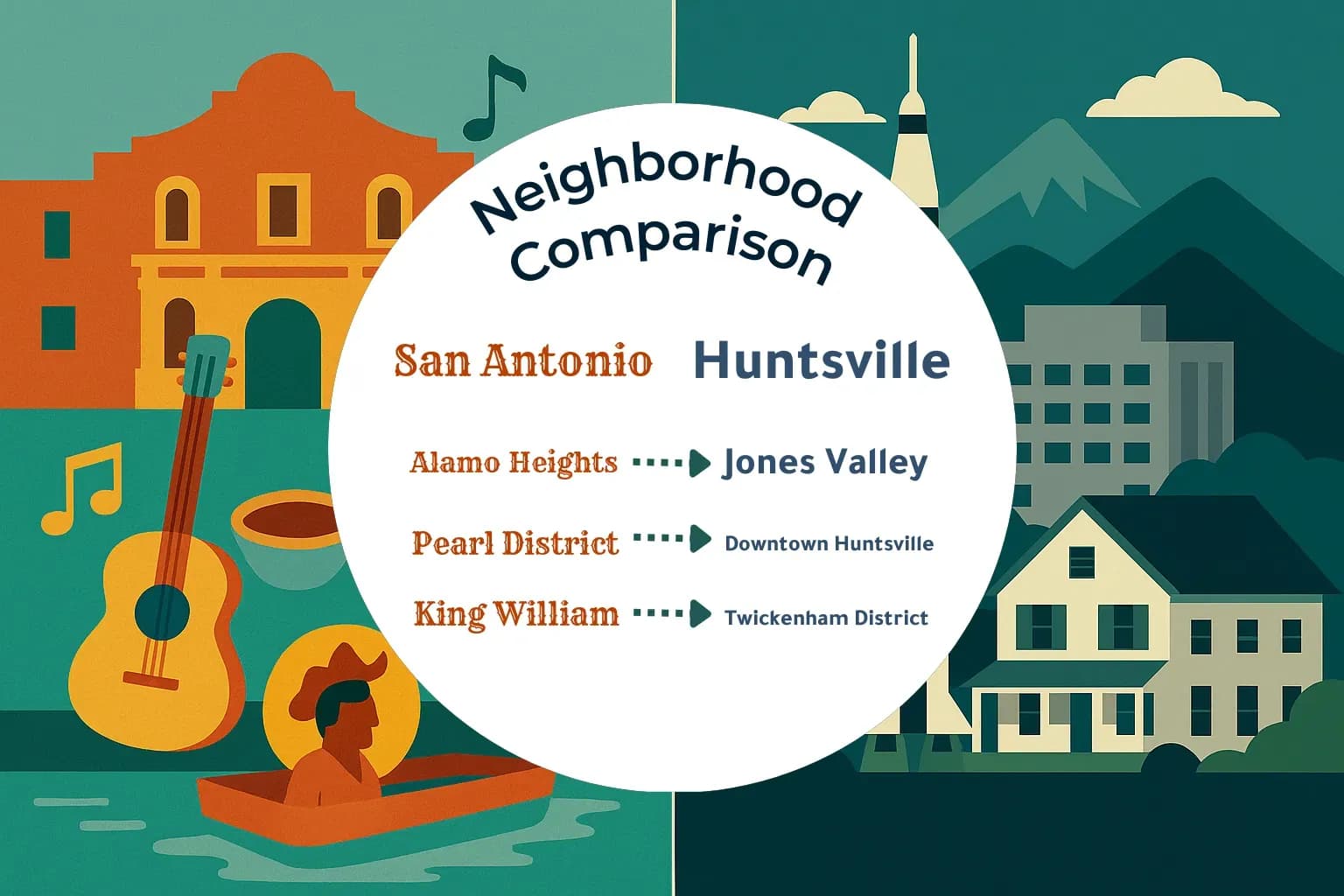 San Antonio vs Huntsville Neighborhood Comparison