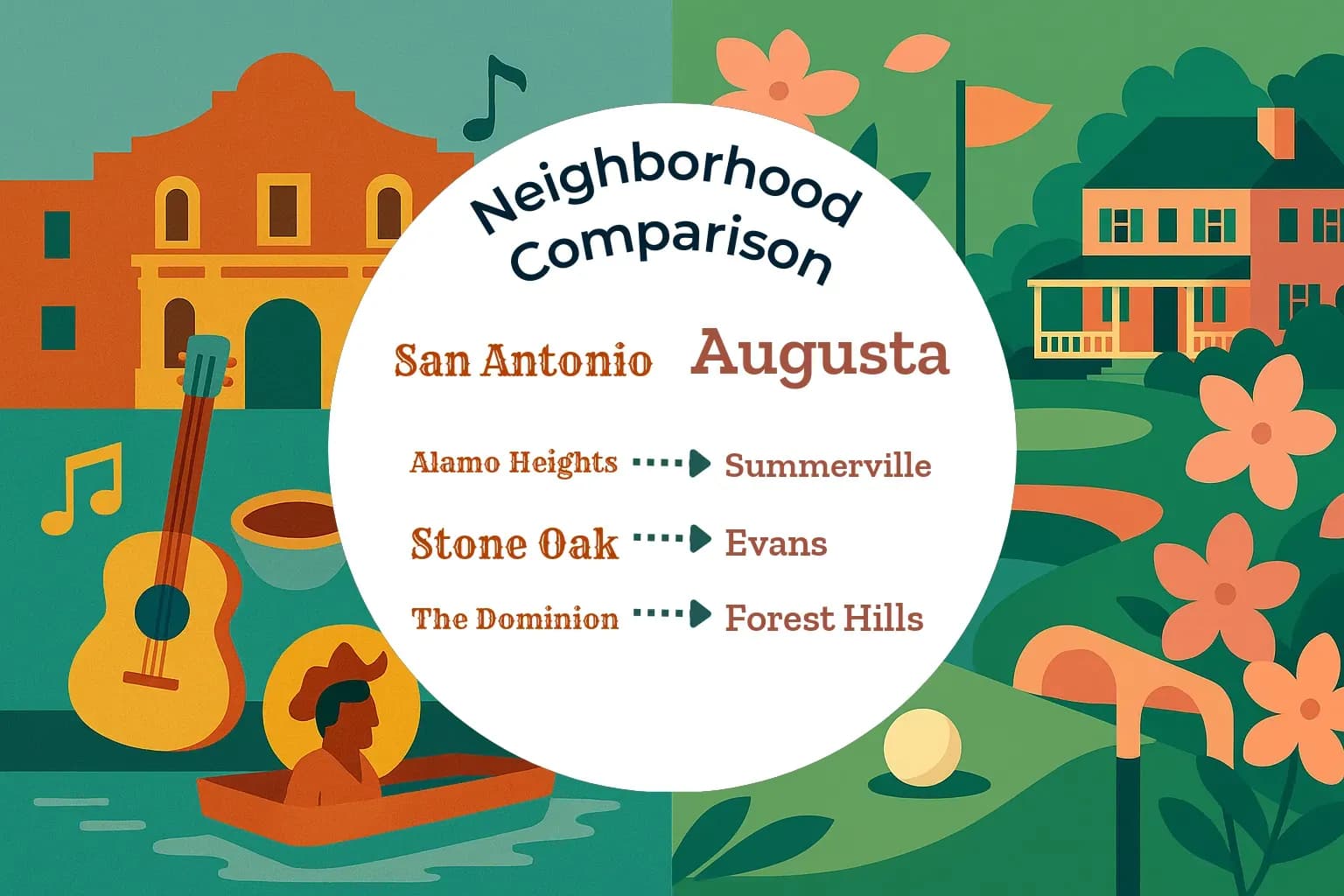 San Antonio vs Augusta Neighborhood Comparison