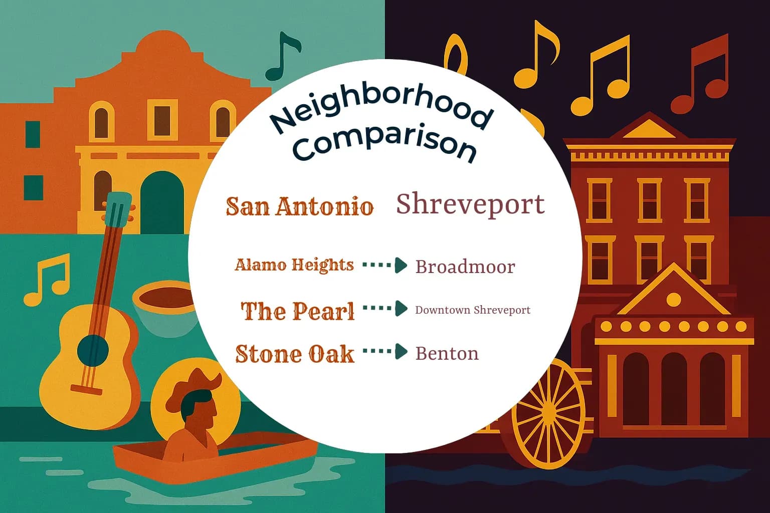 San Antonio vs Shreveport Neighborhood Comparison