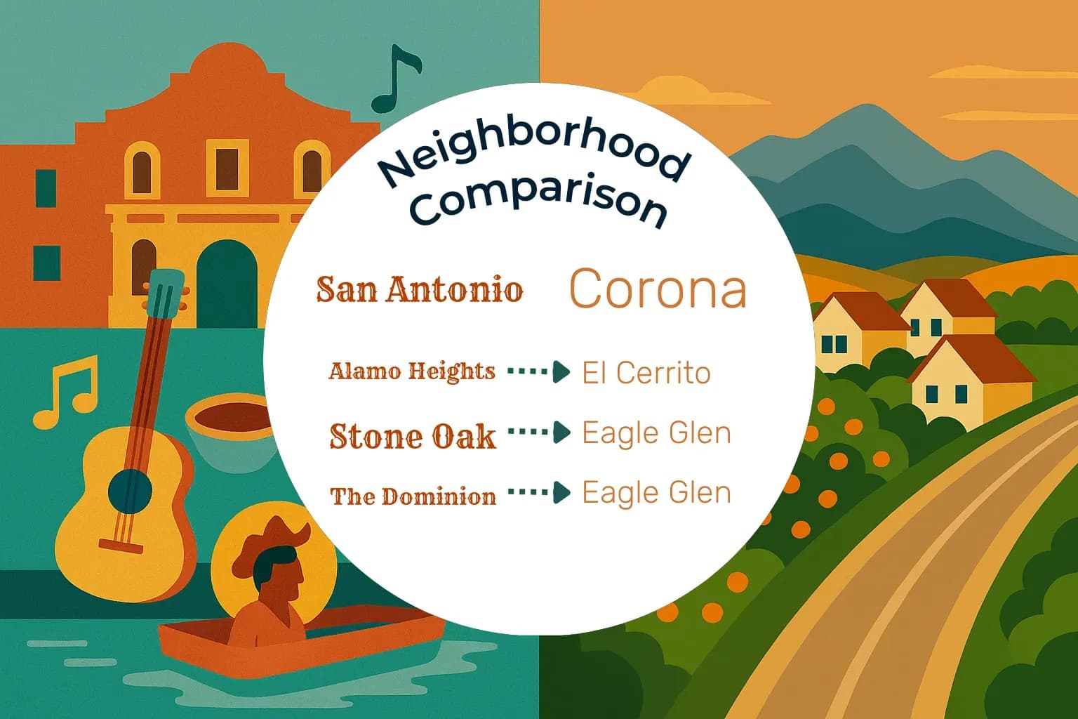San Antonio vs Corona Neighborhood Comparison