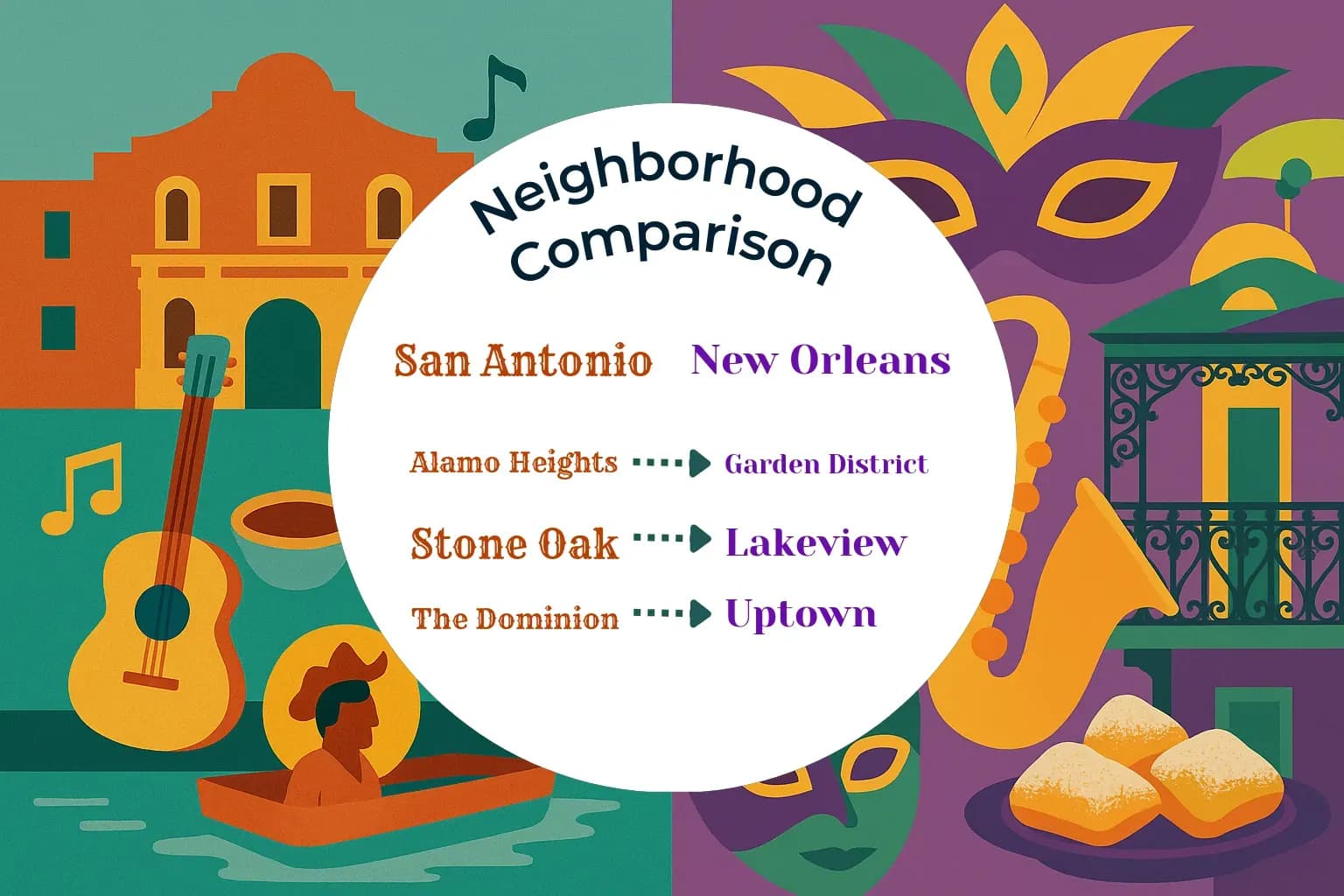 San Antonio vs New Orleans Neighborhood Comparison