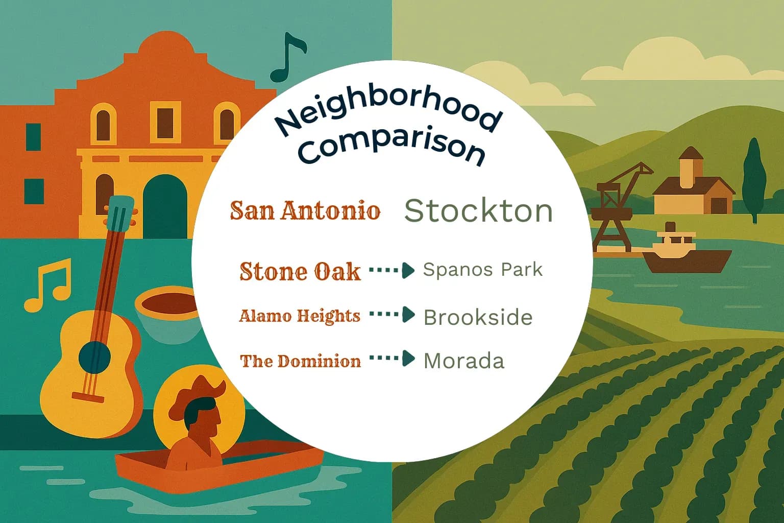 San Antonio vs Stockton Neighborhood Comparison