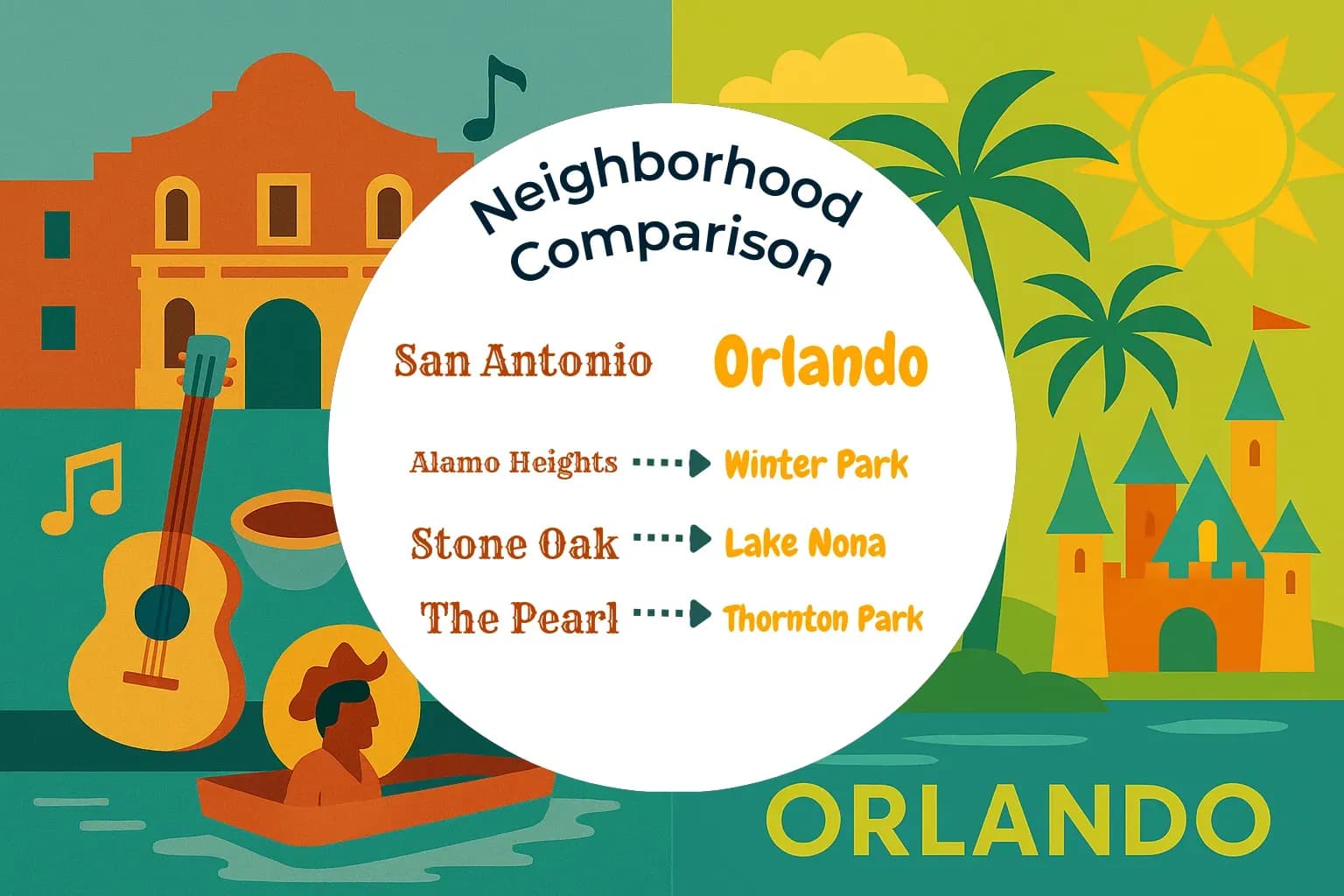 San Antonio vs Orlando Neighborhood Comparison