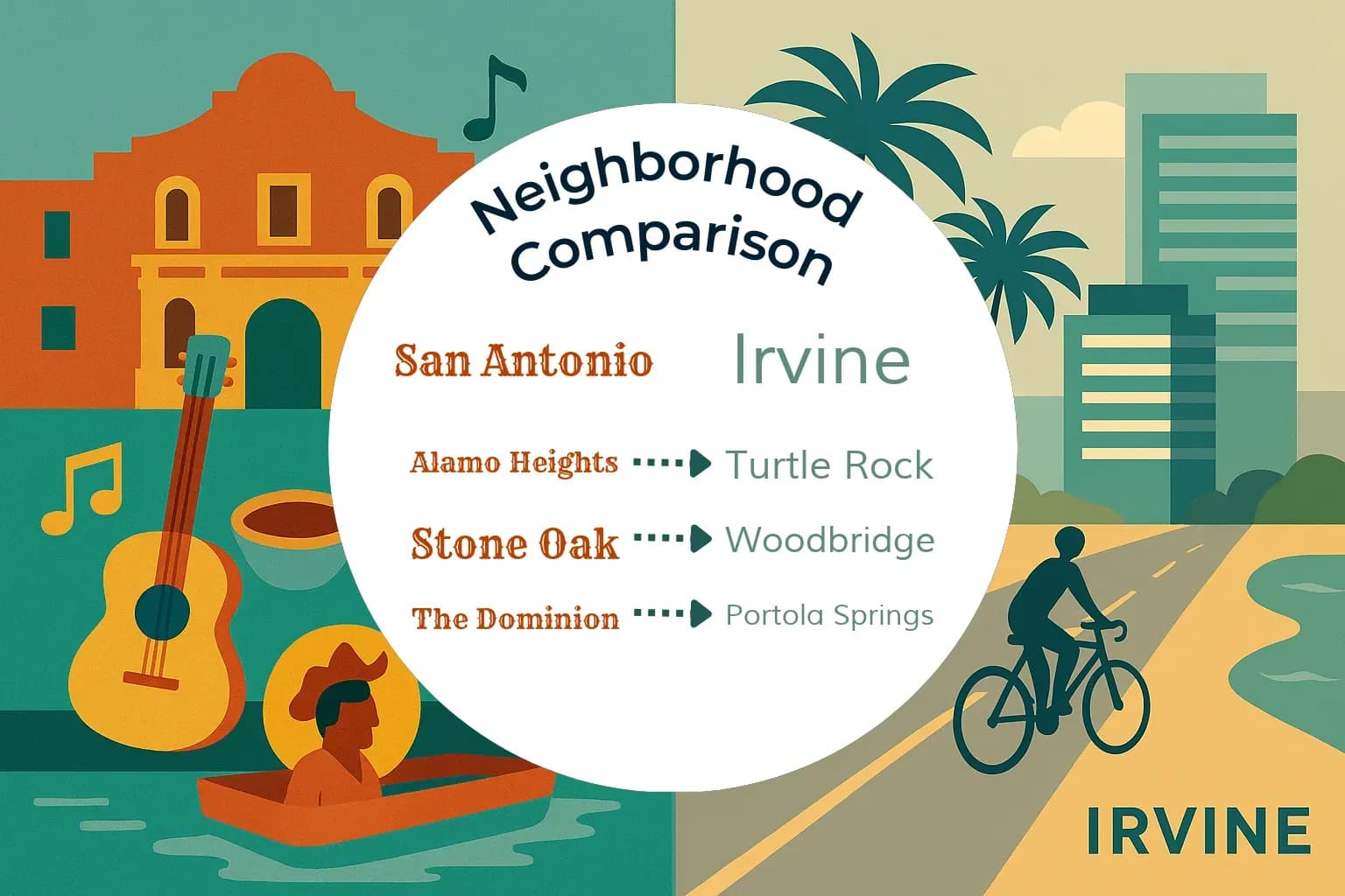 San Antonio vs Irvine Neighborhood Comparison