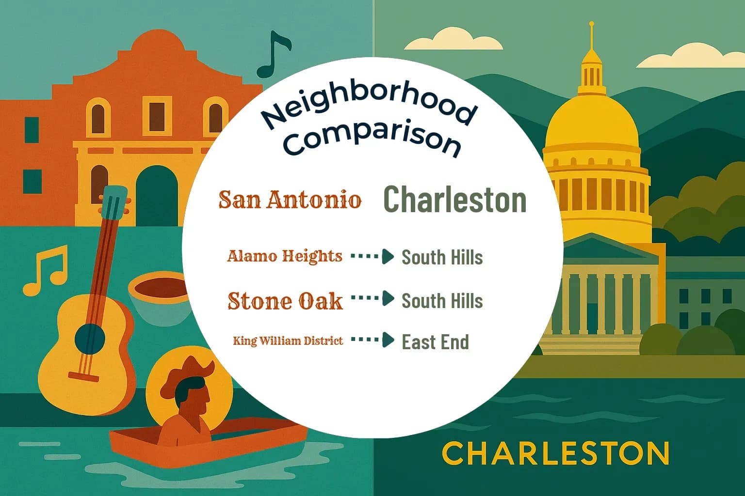 San Antonio vs Charleston Neighborhood Comparison