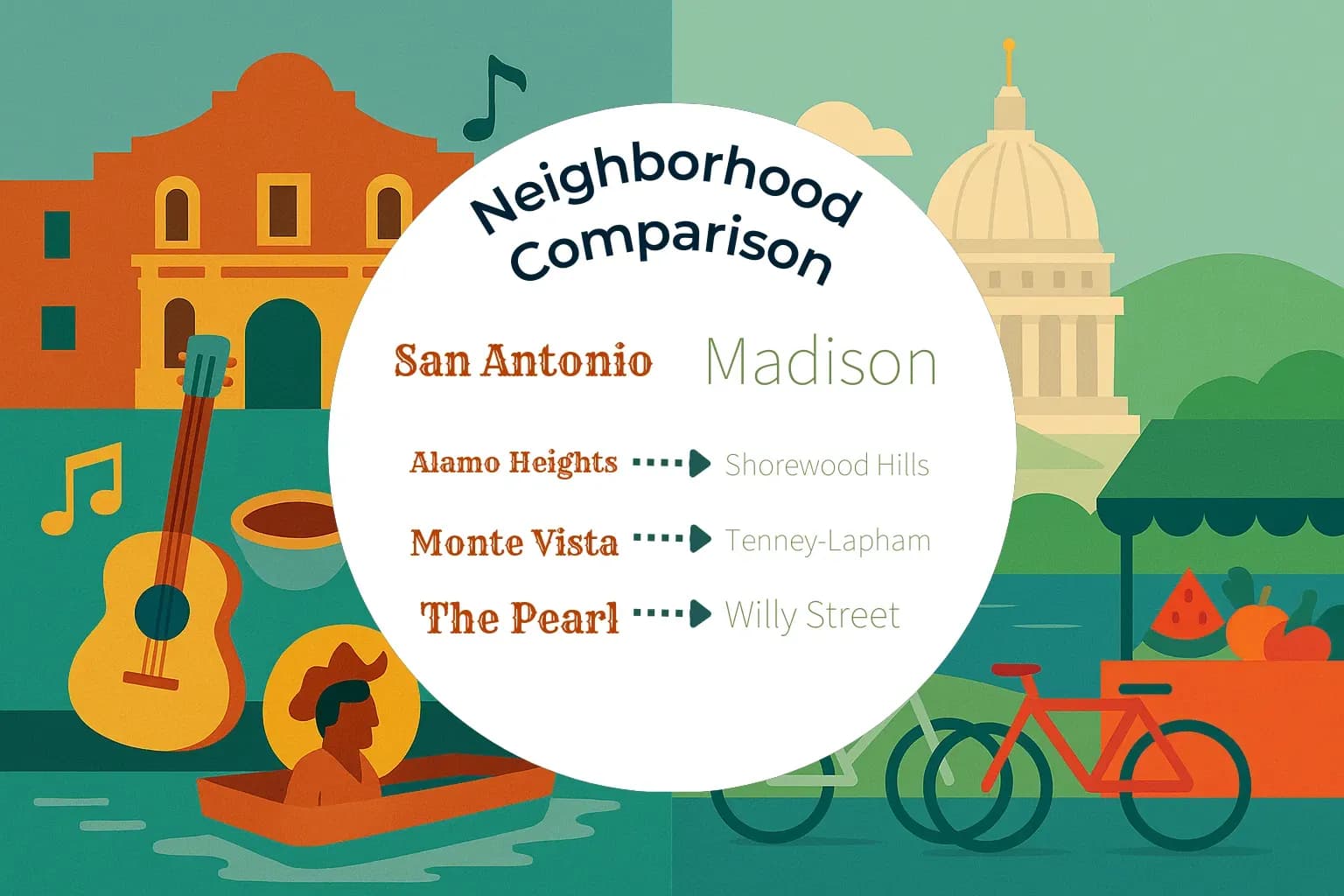 San Antonio vs Madison Neighborhood Comparison