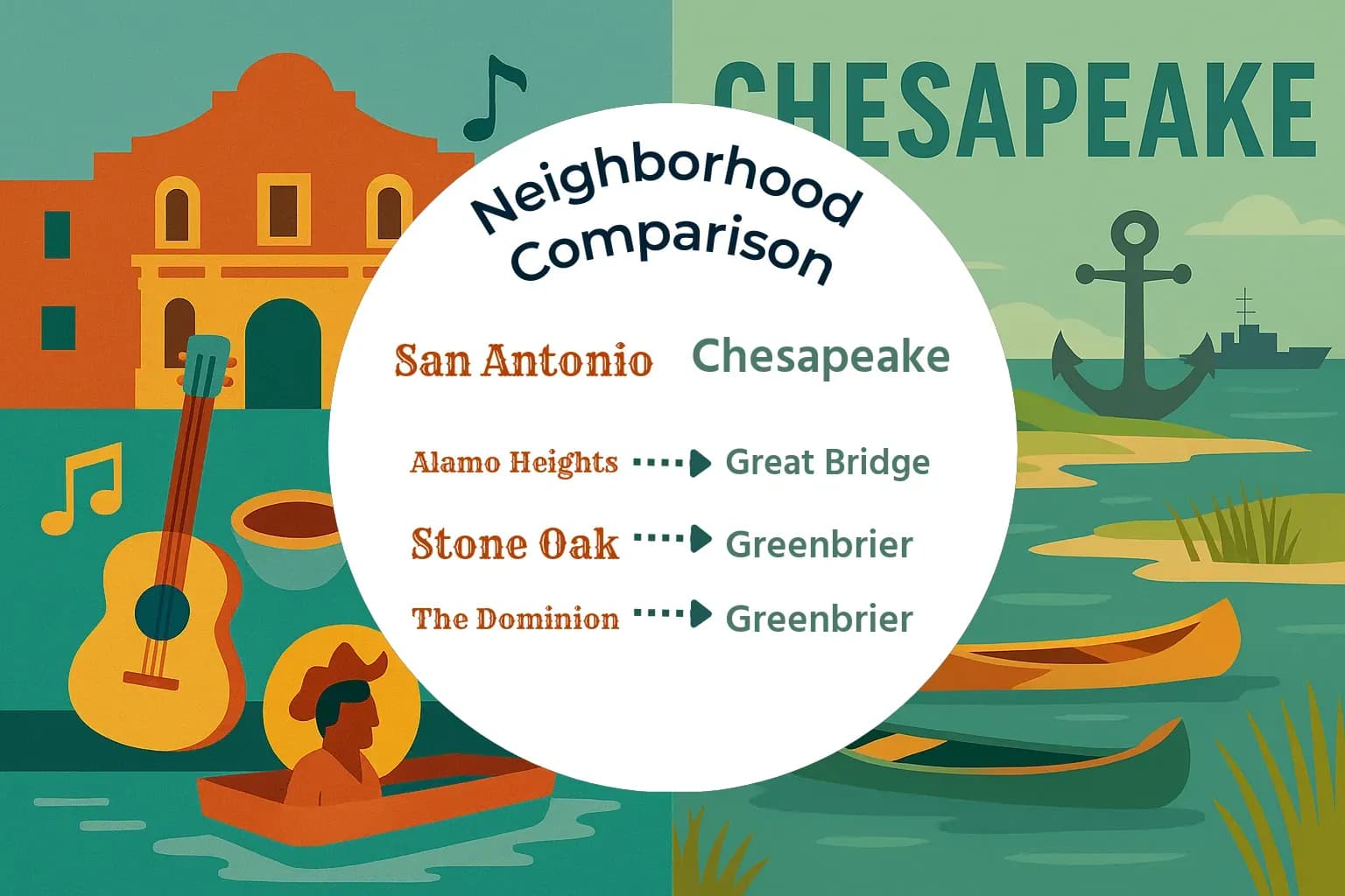 San Antonio vs Chesapeake Neighborhood Comparison