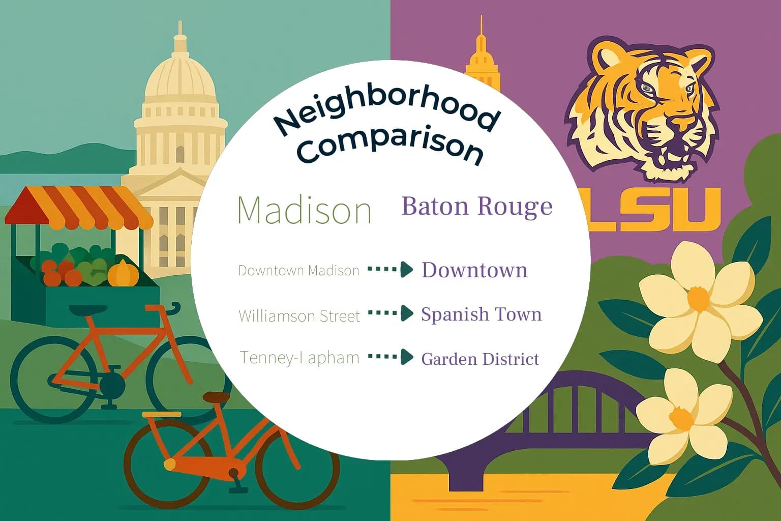 Madison vs Baton Rouge Neighborhood Comparison