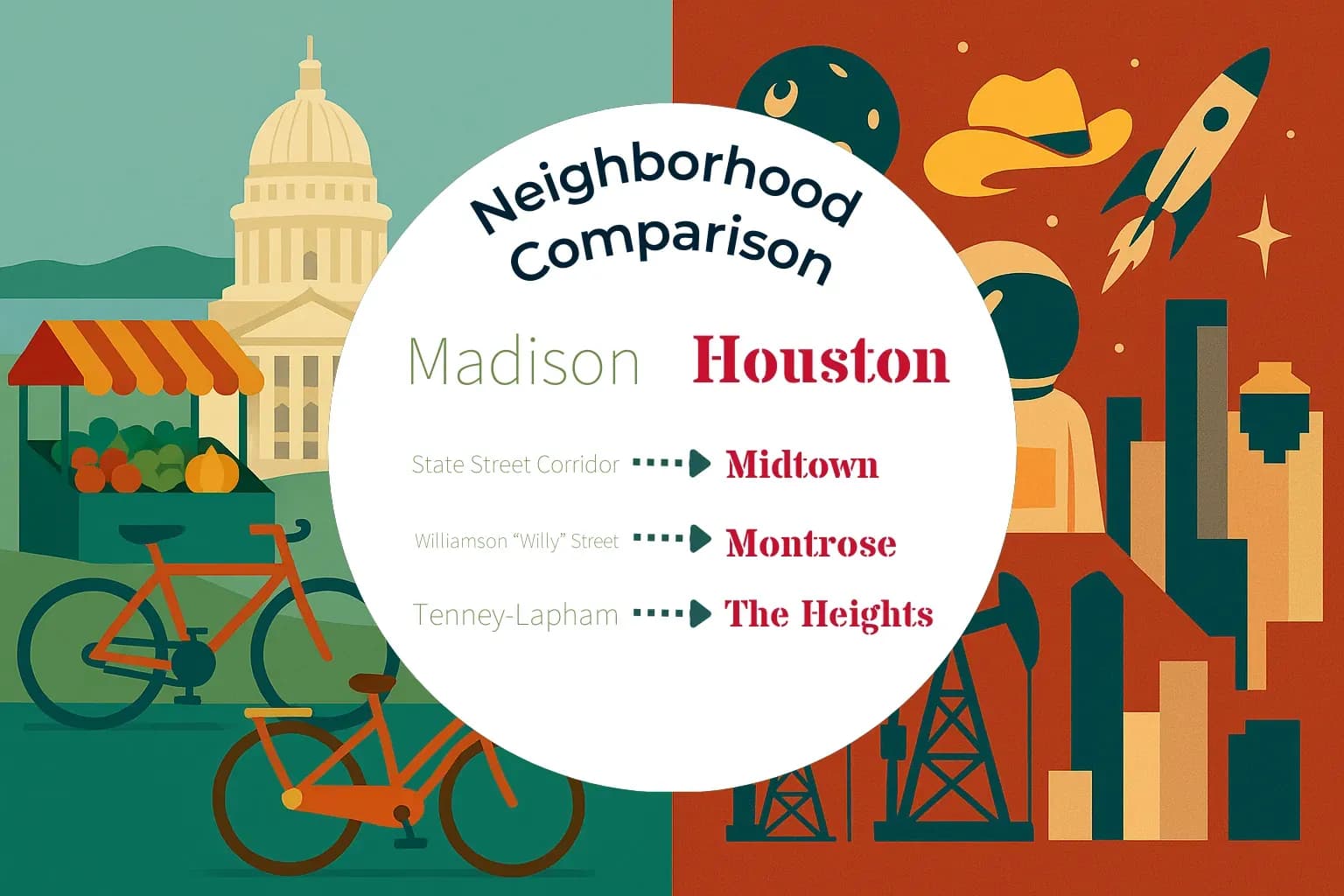 Madison vs Houston Neighborhood Comparison