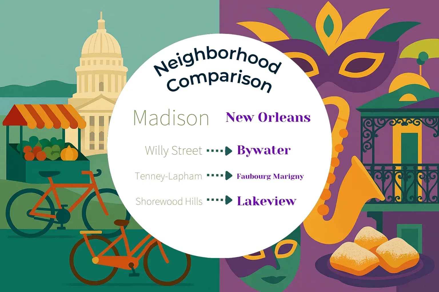 Madison vs New Orleans Neighborhood Comparison