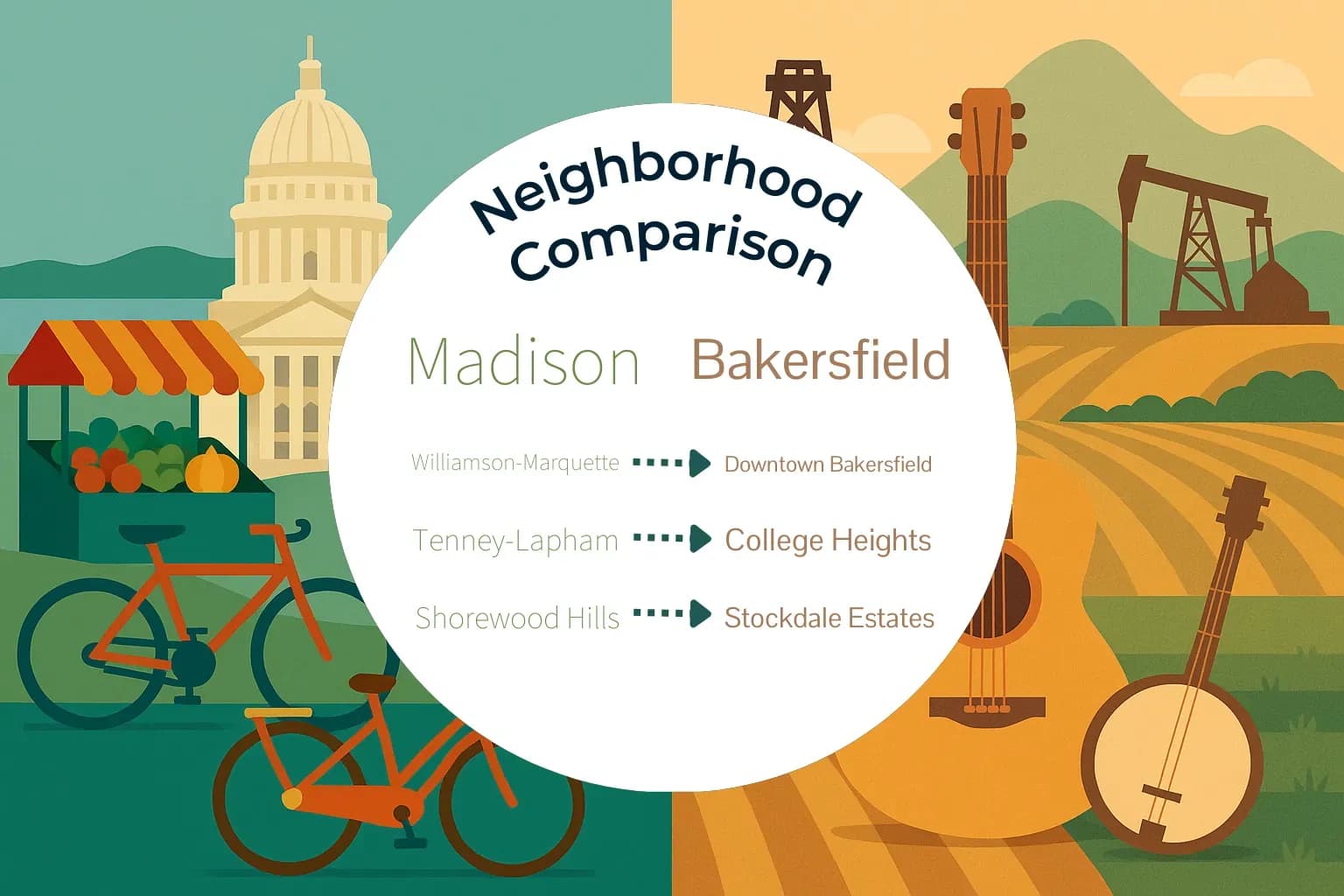 Madison vs Bakersfield Neighborhood Comparison