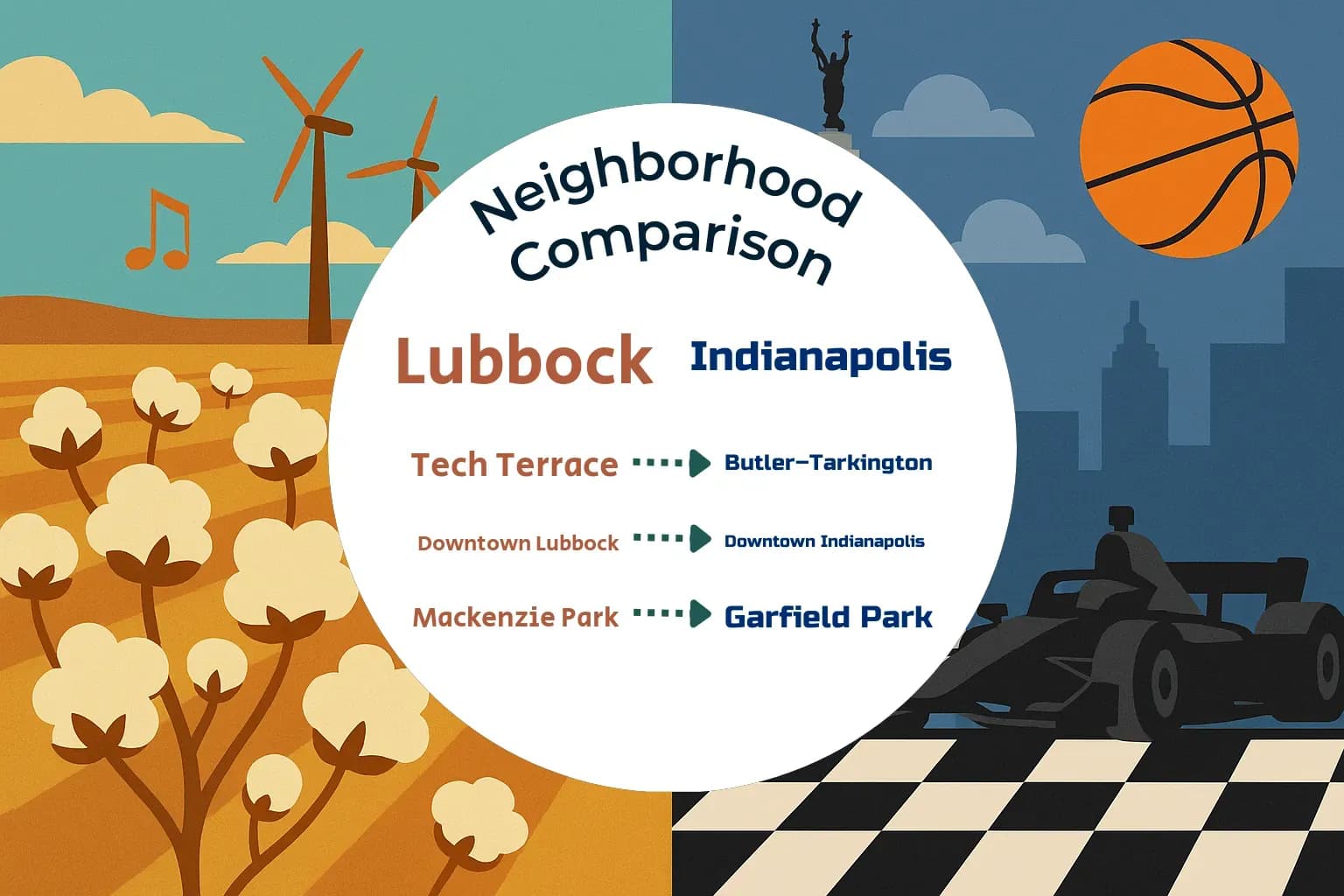 Lubbock vs Indianapolis Neighborhood Comparison