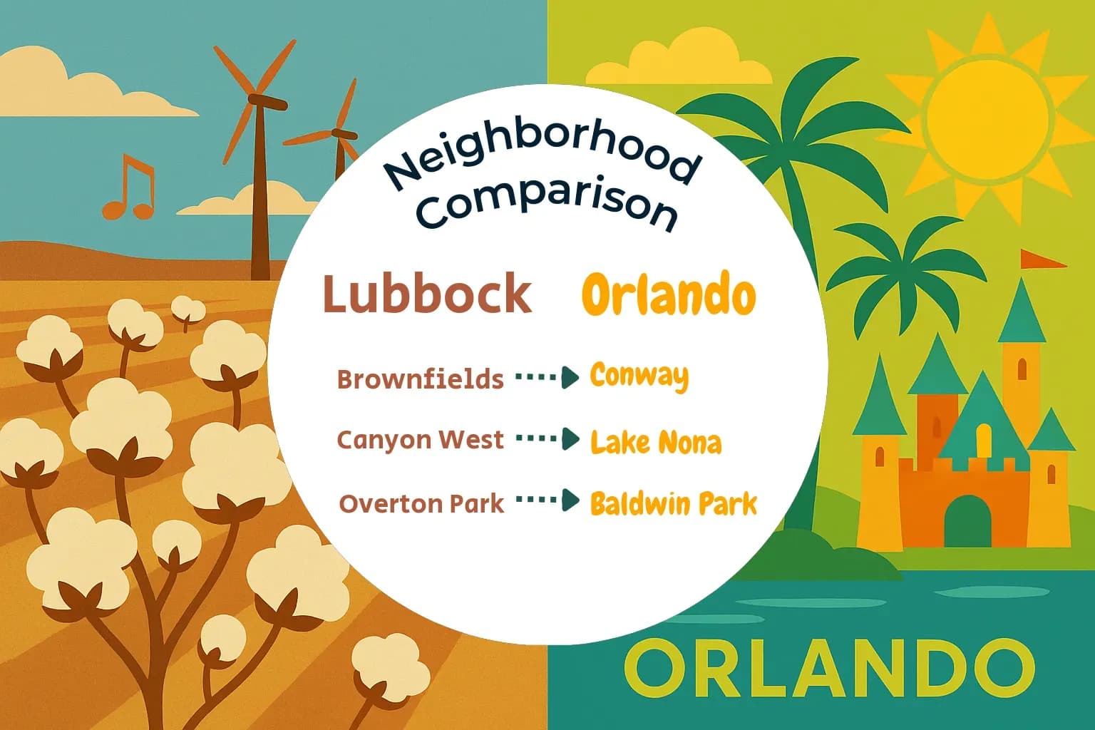 Lubbock vs Orlando Neighborhood Comparison