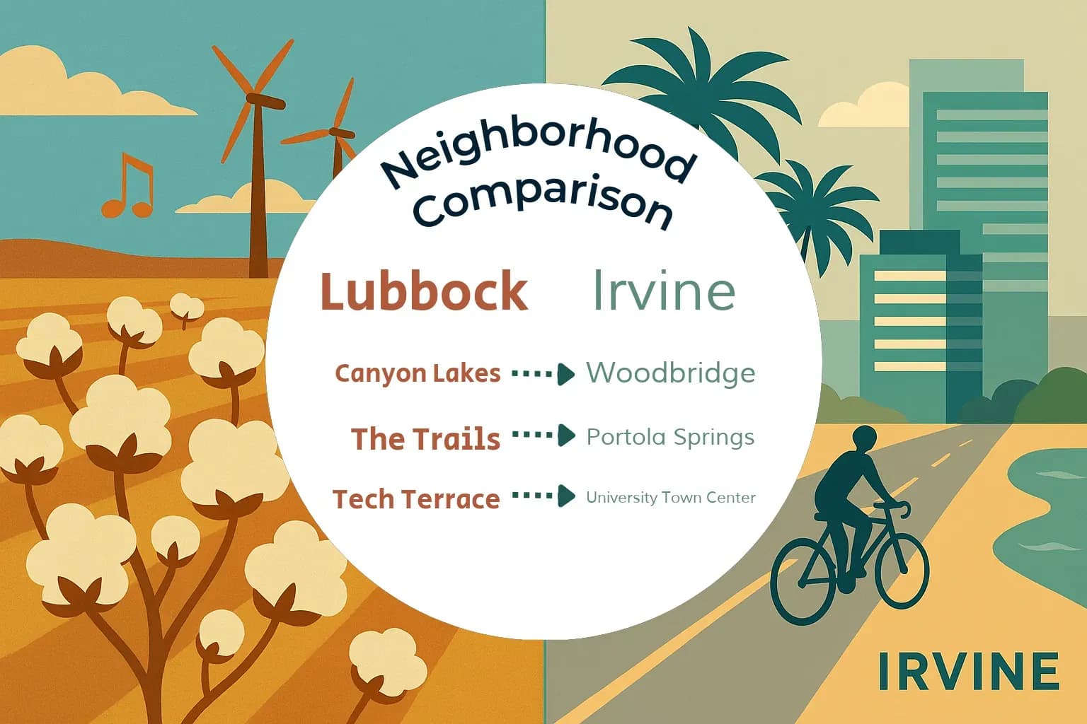 Lubbock vs Irvine Neighborhood Comparison