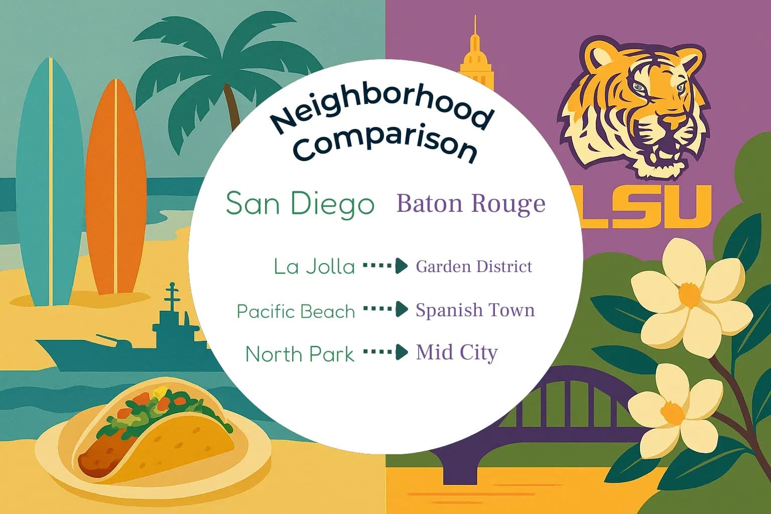 San Diego vs Baton Rouge Neighborhood Comparison