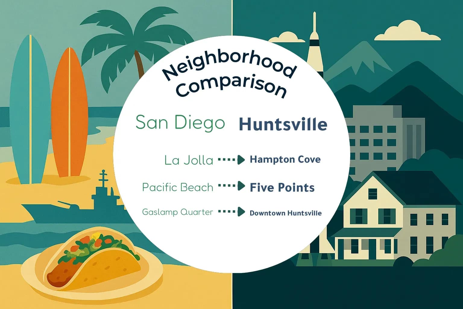 San Diego vs Huntsville Neighborhood Comparison
