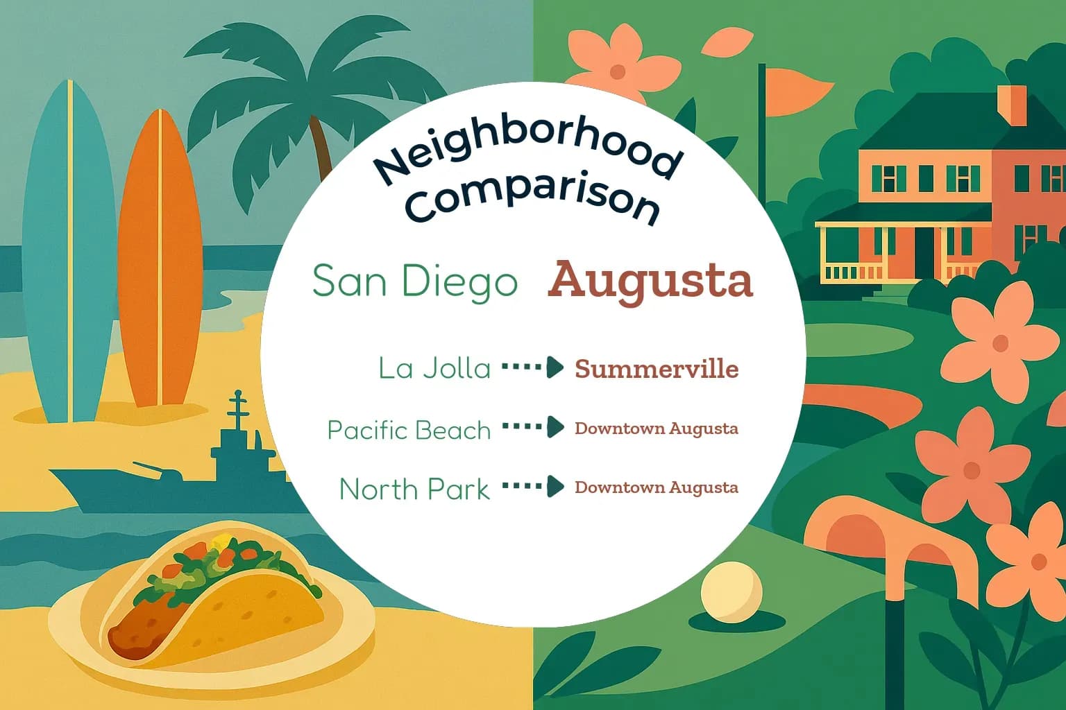 San Diego vs Augusta Neighborhood Comparison