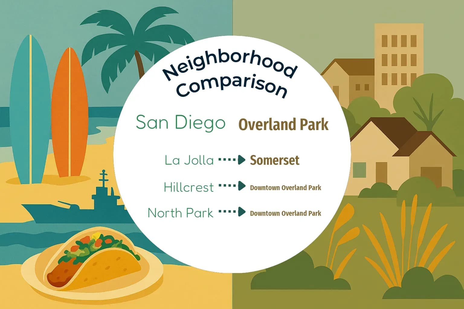 San Diego vs Overland Park Neighborhood Comparison