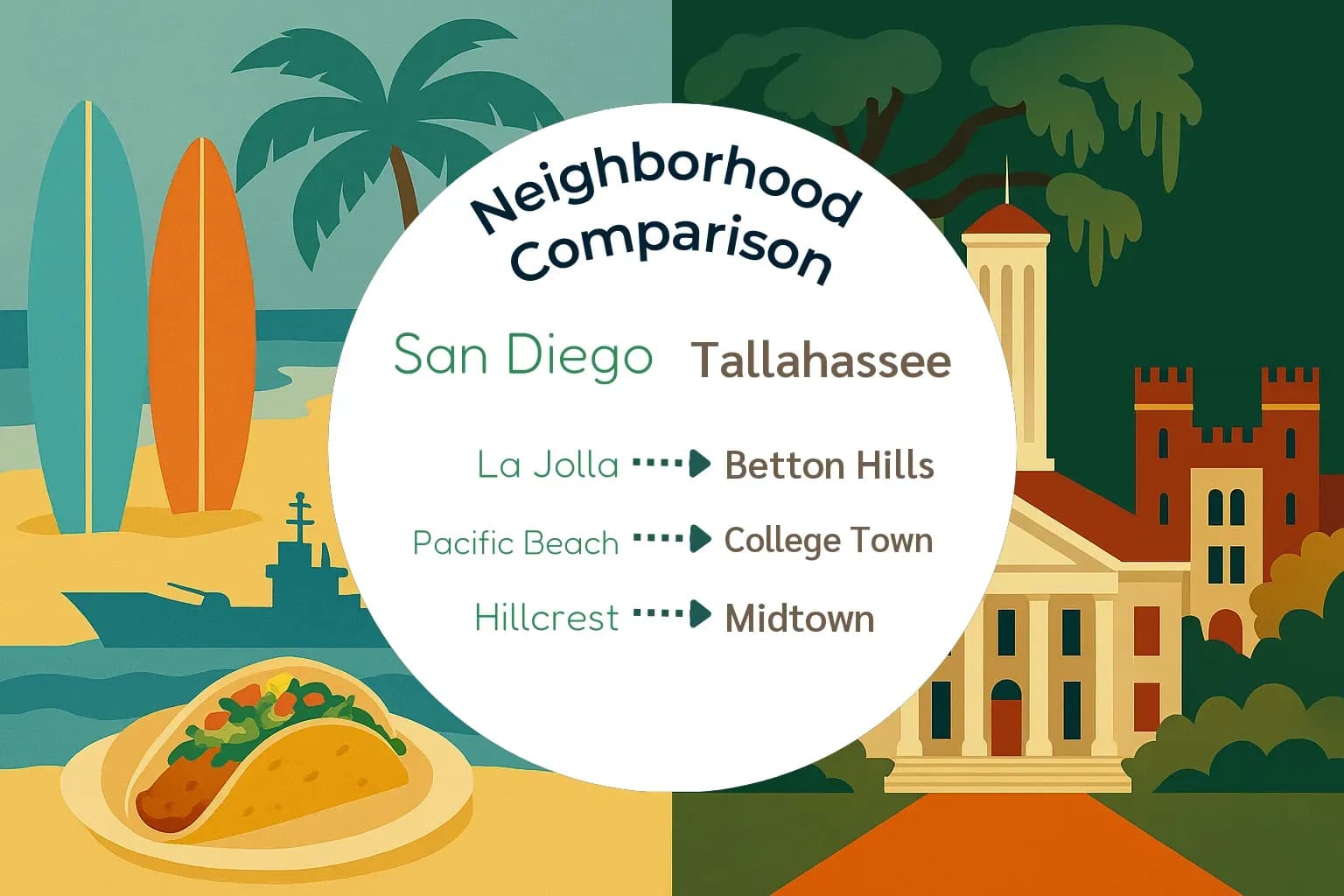 San Diego vs Tallahassee Neighborhood Comparison
