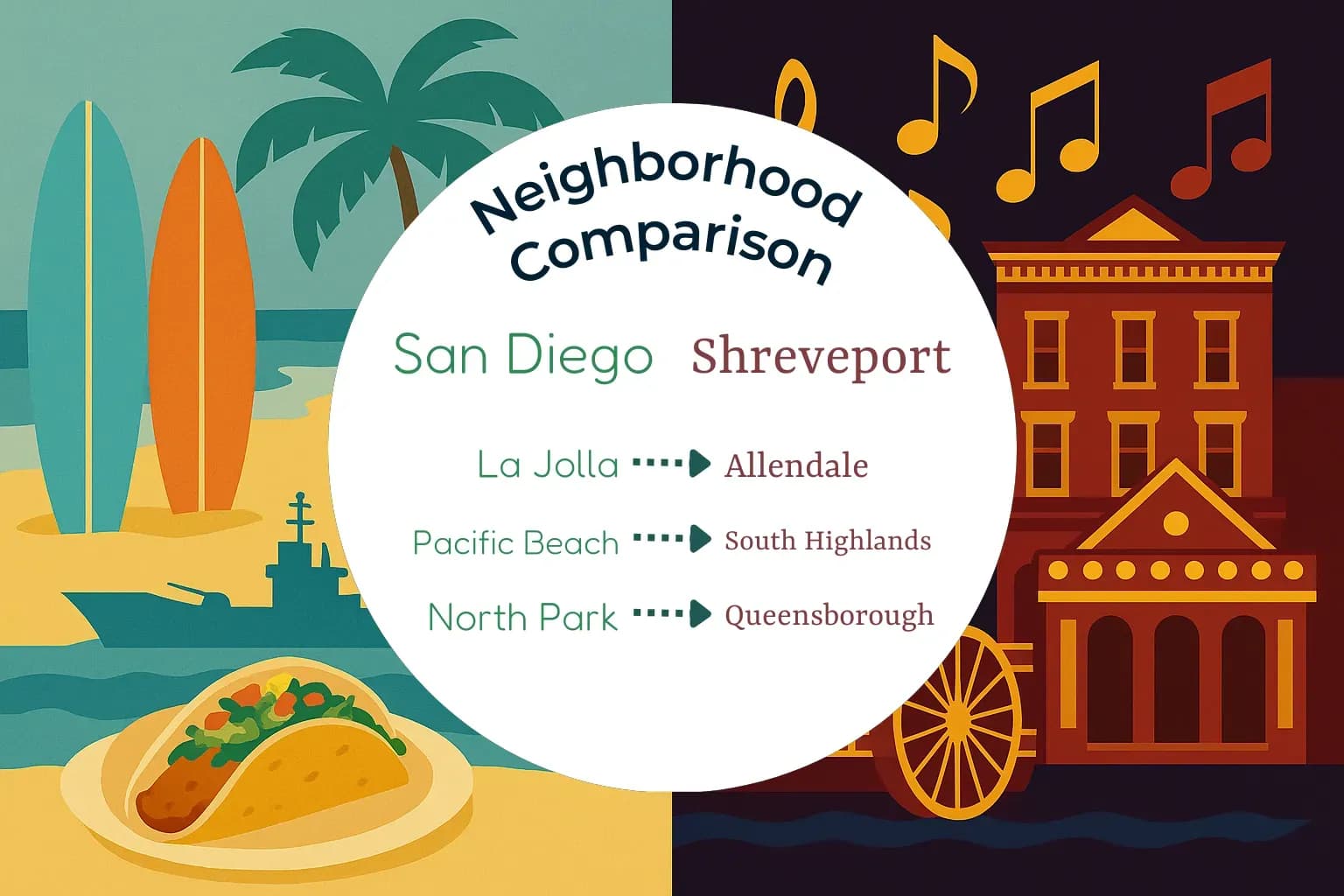 San Diego vs Shreveport Neighborhood Comparison