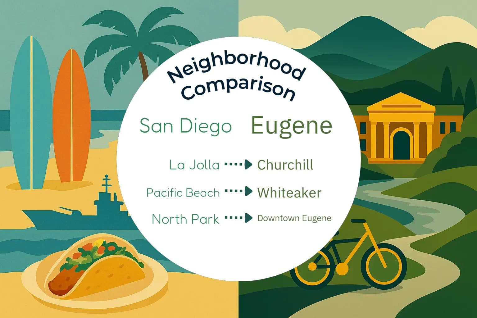 San Diego vs Eugene Neighborhood Comparison