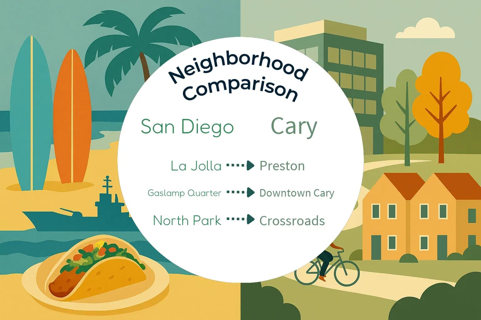 San Diego vs Cary Neighborhood Comparison