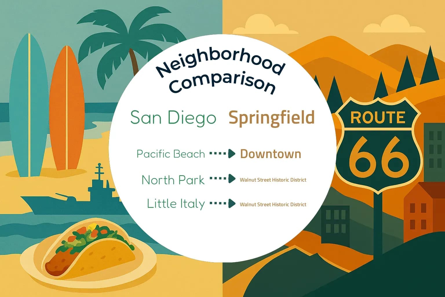 San Diego vs Springfield Neighborhood Comparison