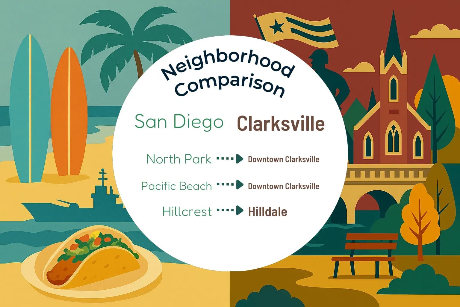 San Diego vs Clarksville Neighborhood Comparison