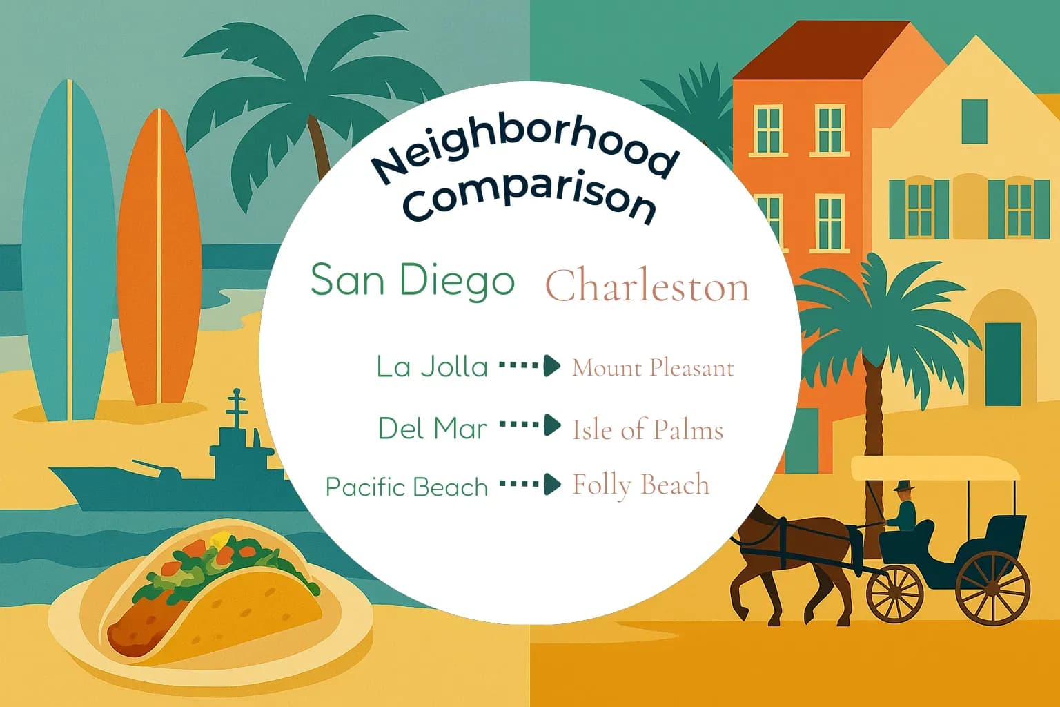 San Diego vs Charleston Neighborhood Comparison