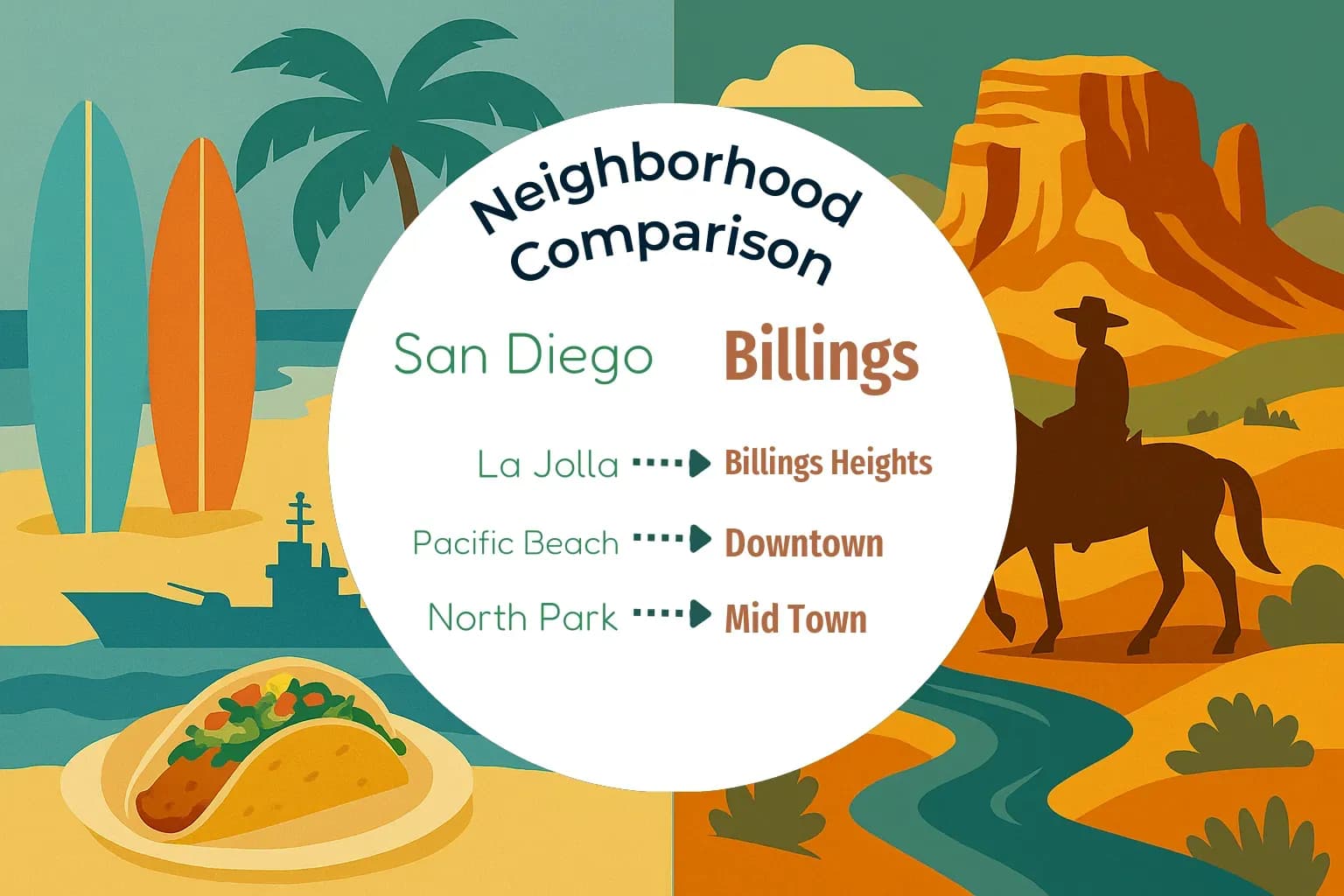 San Diego vs Billings Neighborhood Comparison
